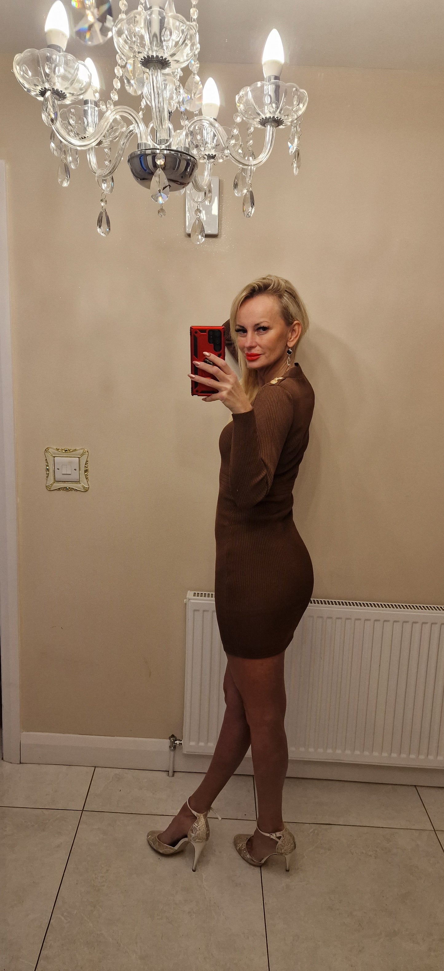 Chocolate Colour Mini Sweater Dress