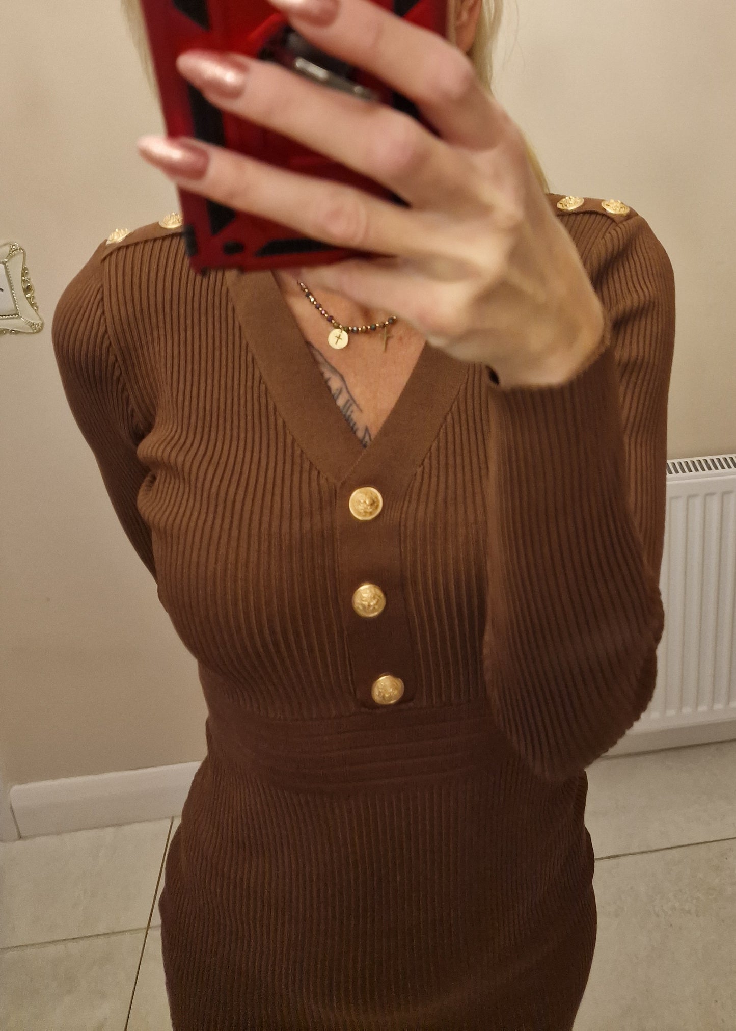 Chocolate Colour Mini Sweater Dress