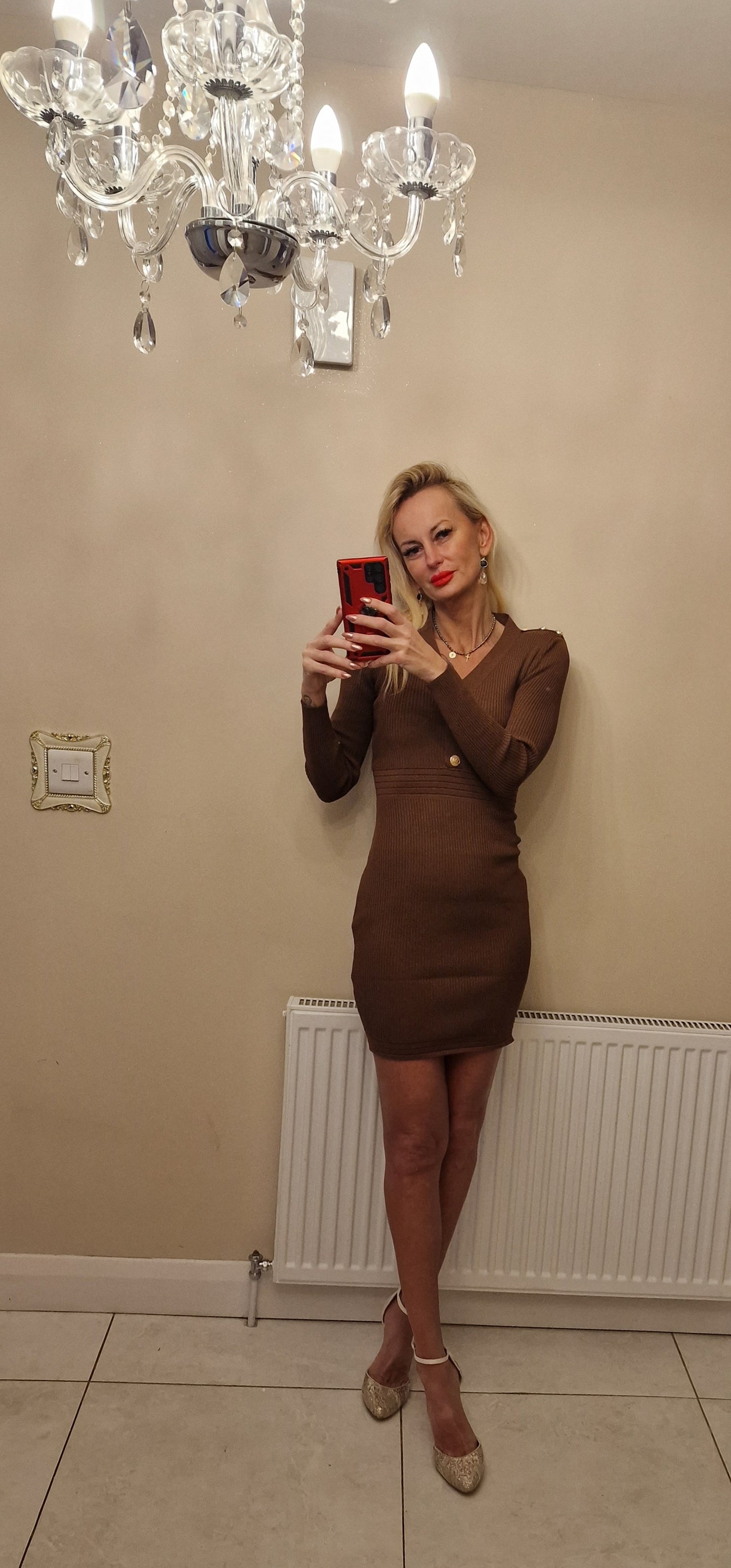 Chocolate Colour Mini Sweater Dress