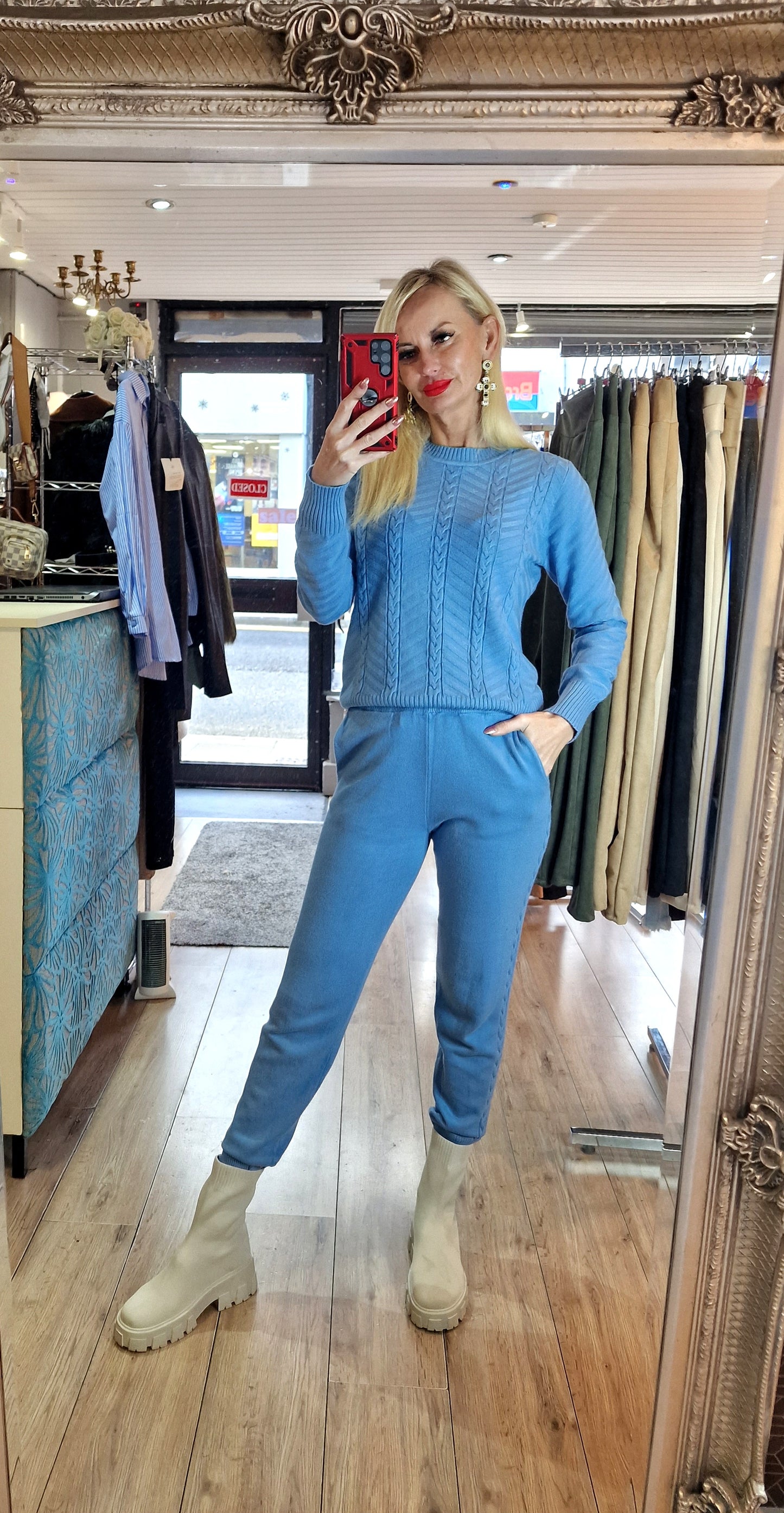 Sweater Set - Sweater With Trousers-Jeans Colour