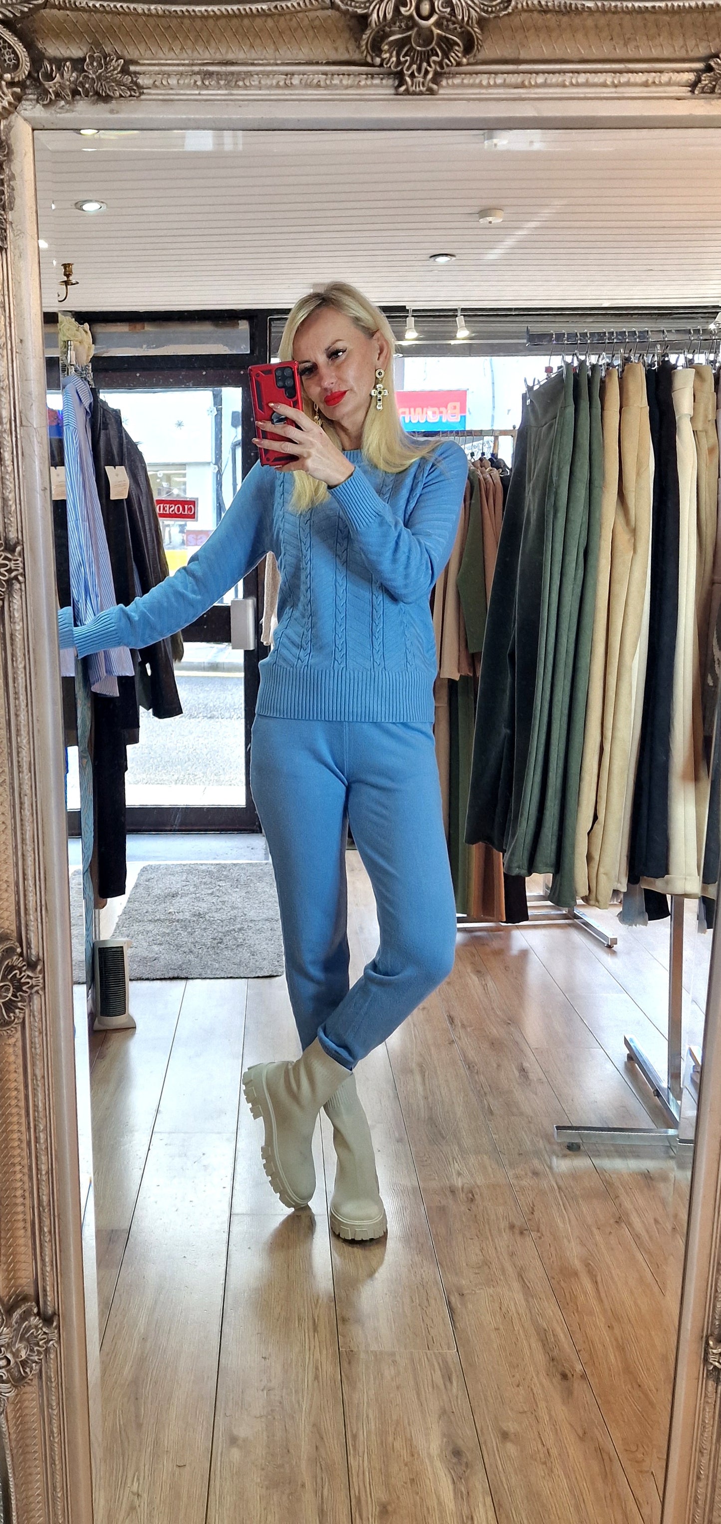 Sweater Set - Sweater With Trousers-Jeans Colour