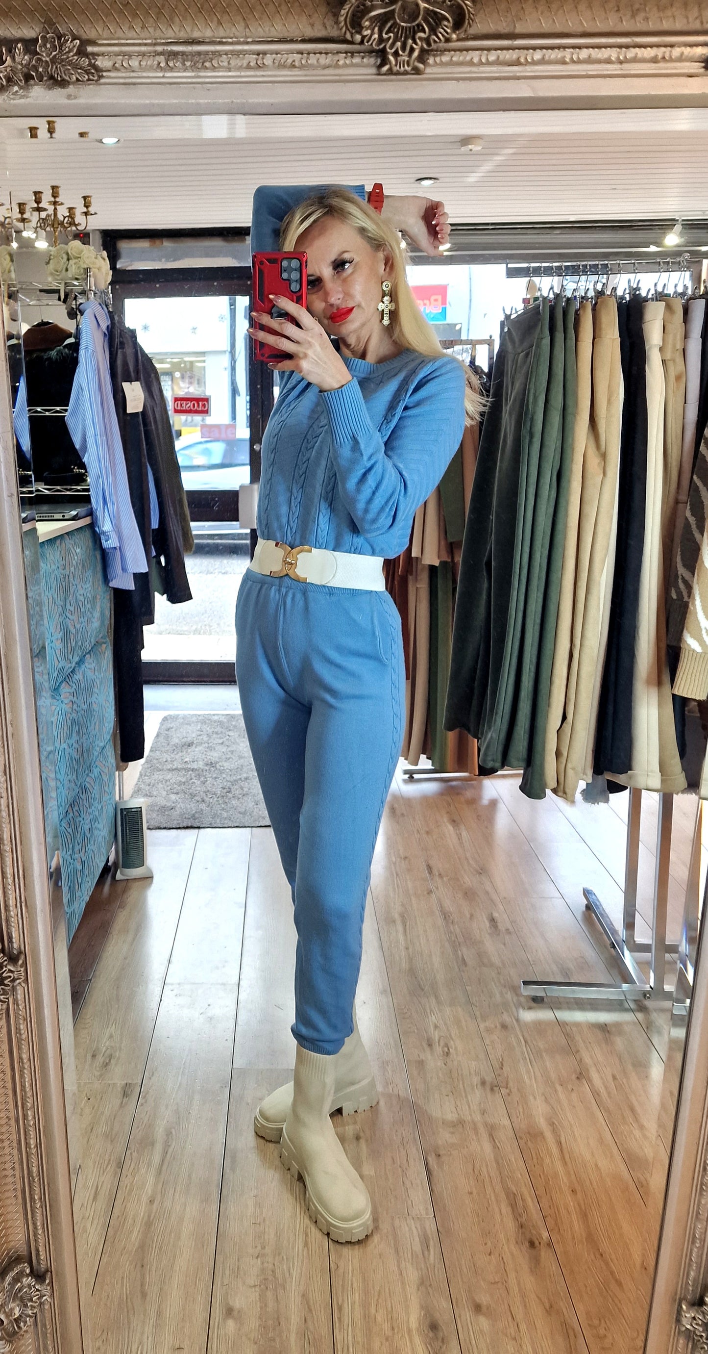 Sweater Set - Sweater With Trousers-Jeans Colour