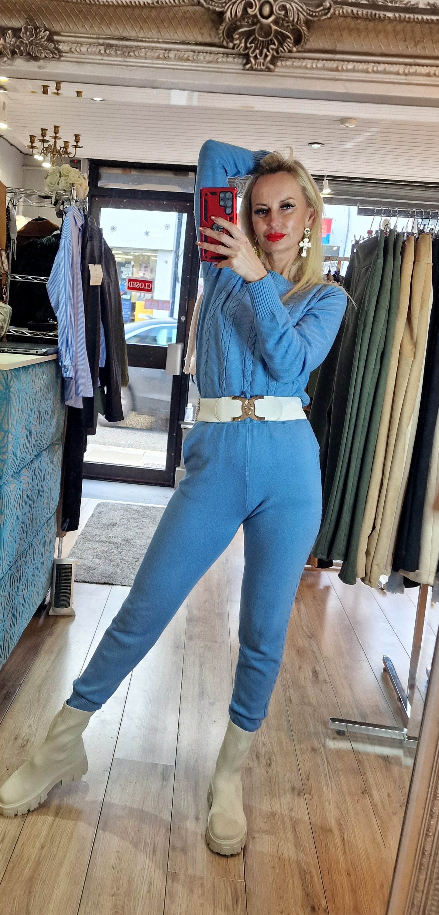 Sweater Set - Sweater With Trousers-Jeans Colour