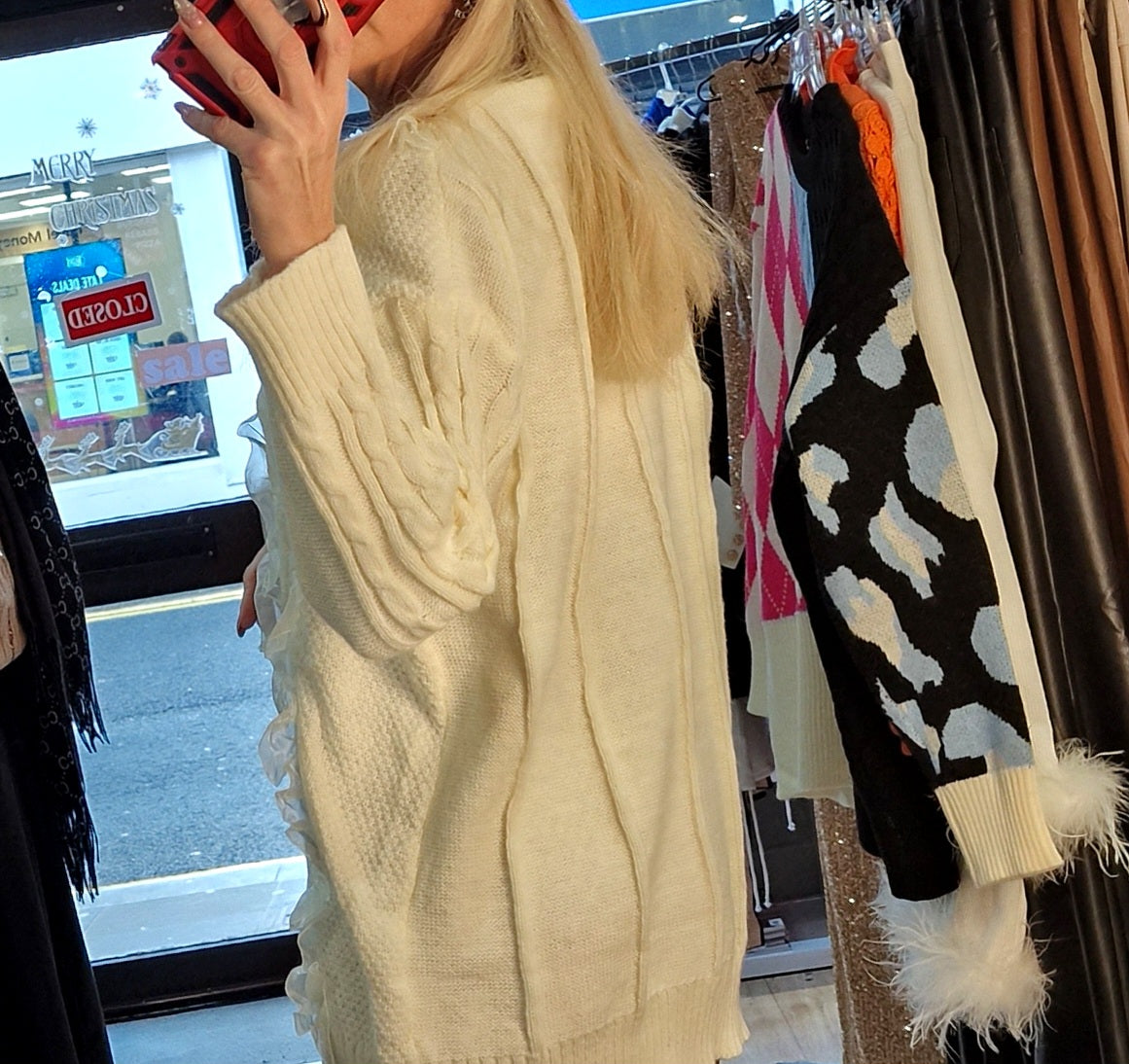 Long Heart Pearls Sweater