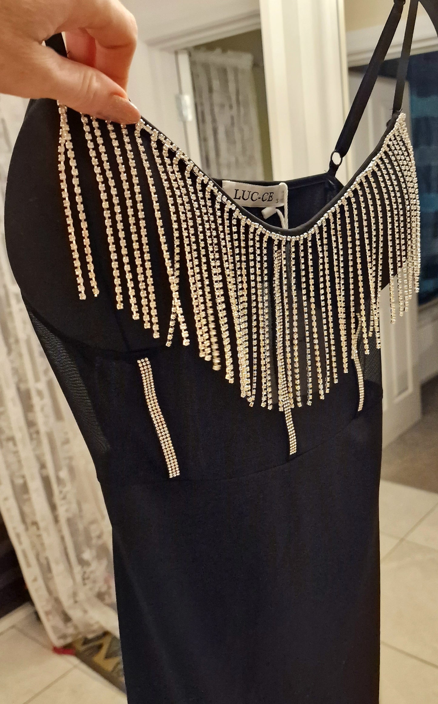 Black Mini Dress with Tassels