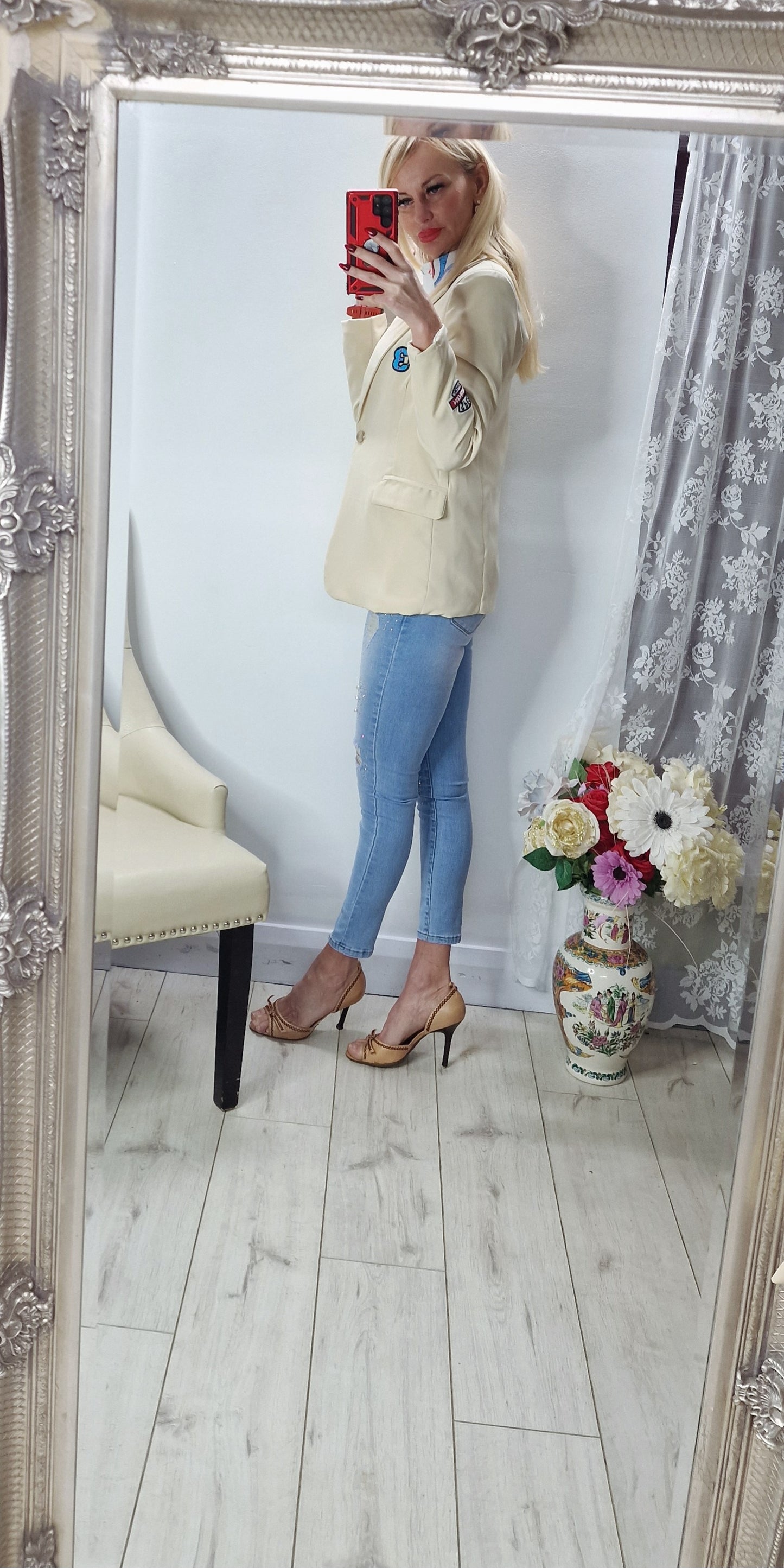 Beige Blazer With Letters