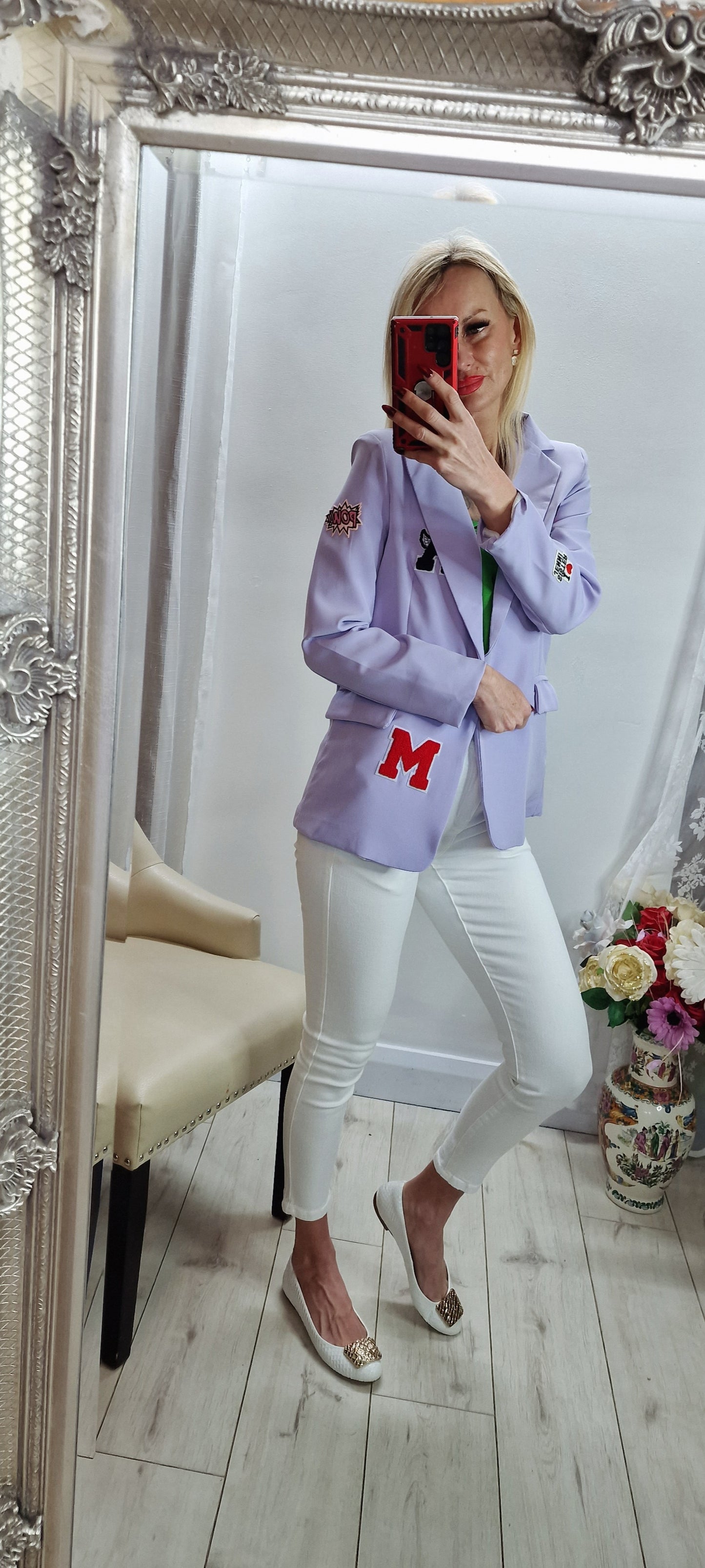 Lilac Blazer With Letters