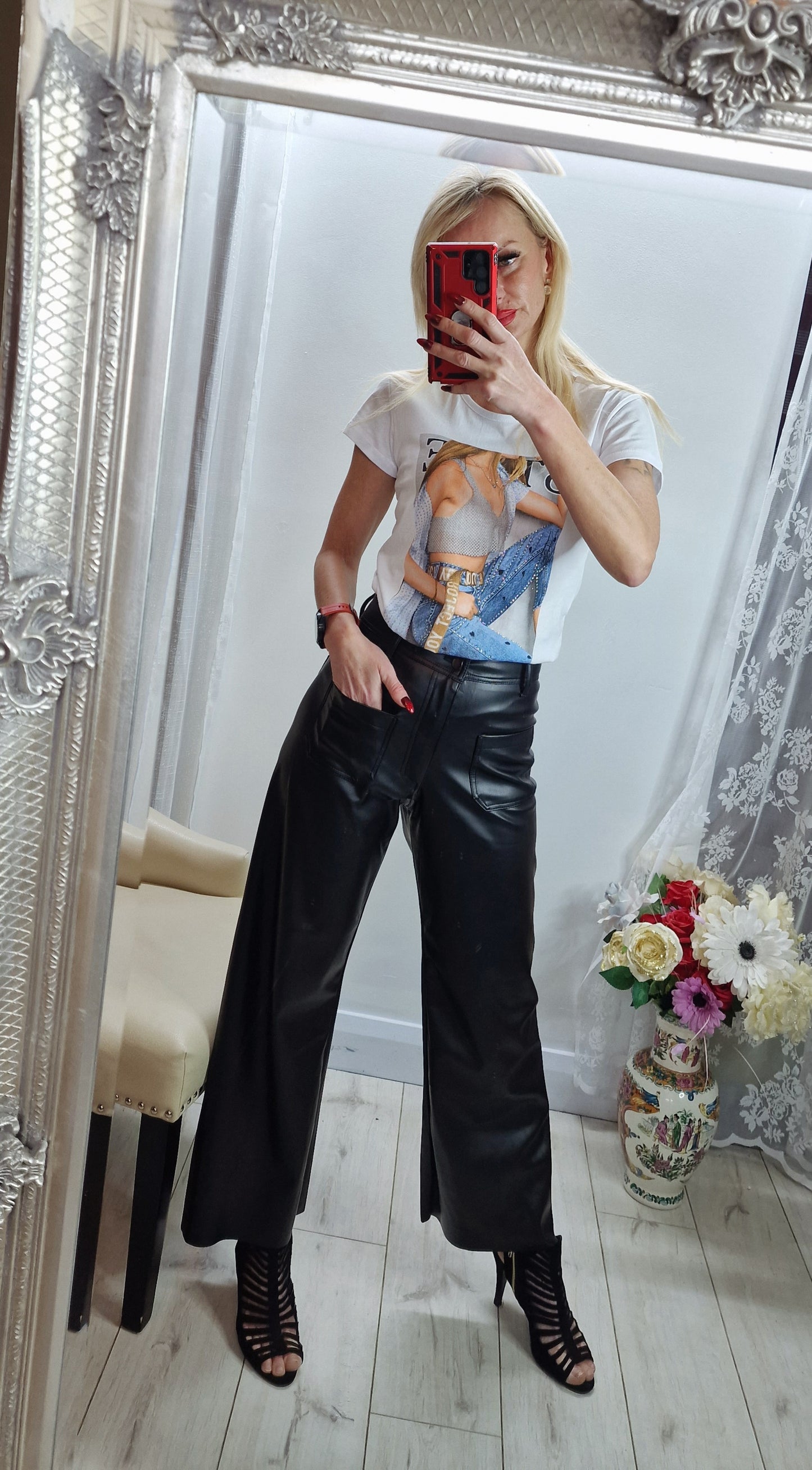 Eco Leather Black Trousers
