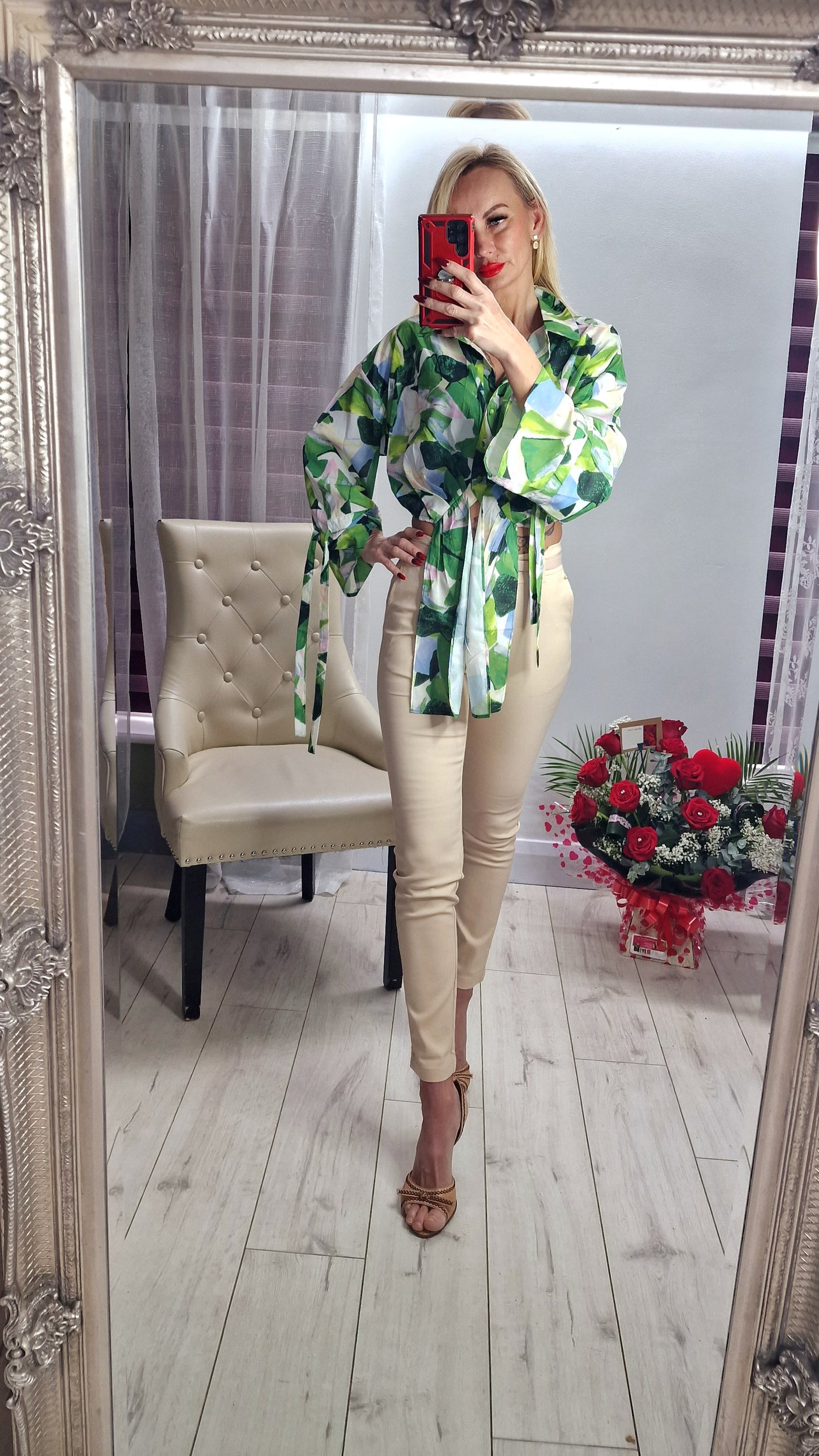 Green Shirt Tie Front