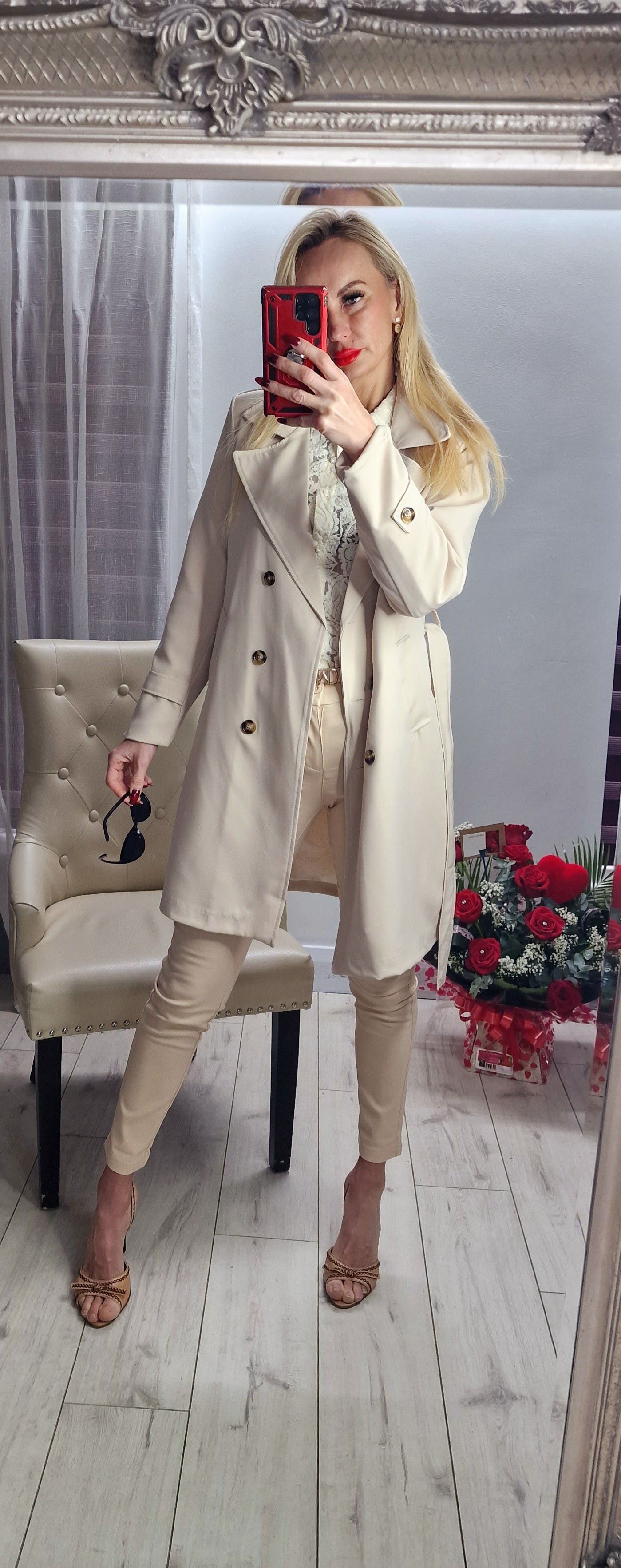 Short Beige Trench Coat