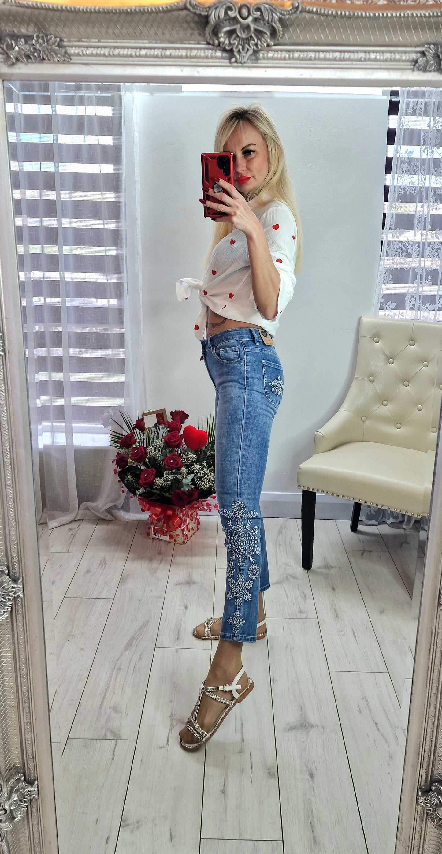 Jeans With Embroidered