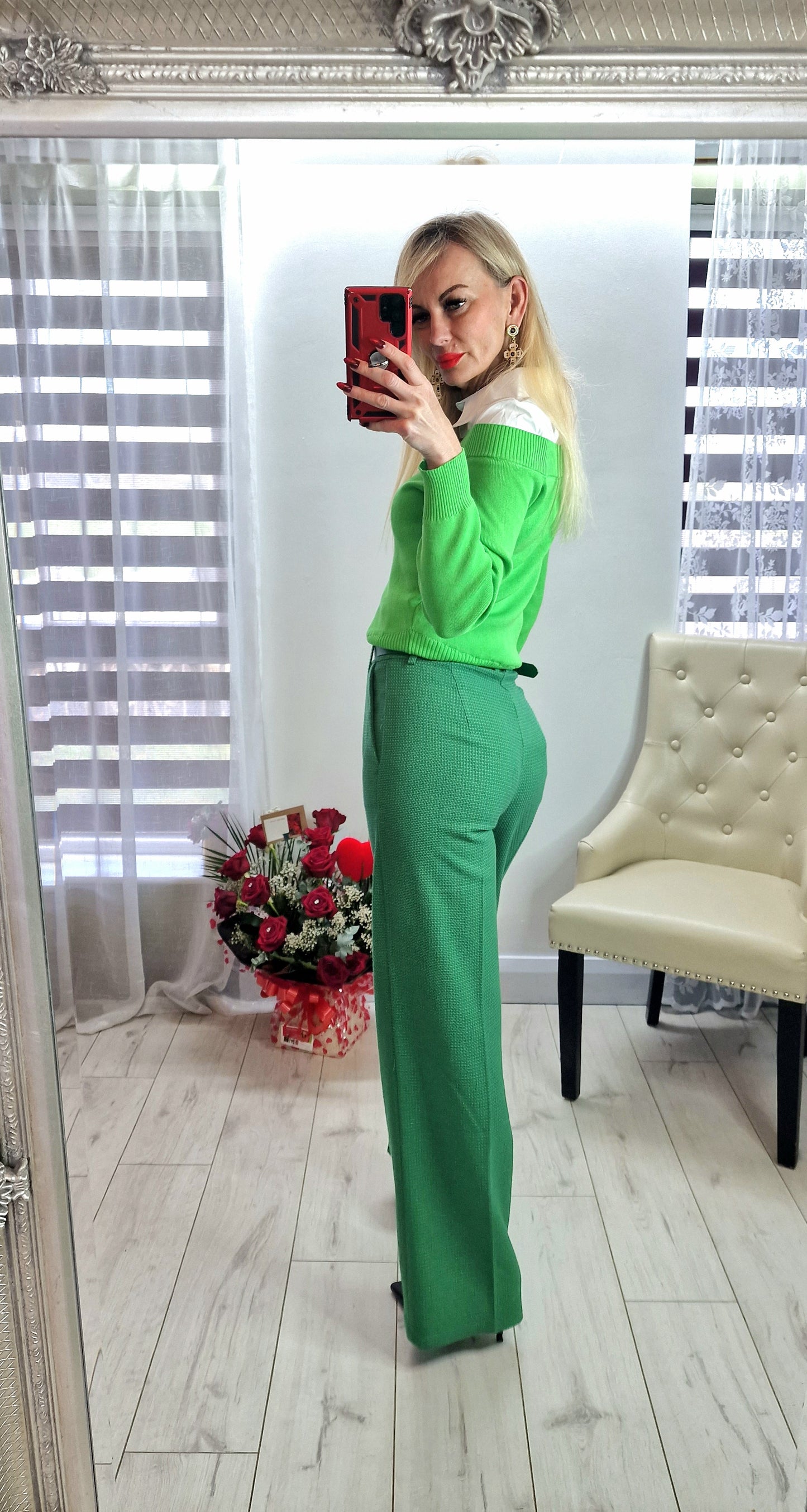 Green Sweater With Shirt