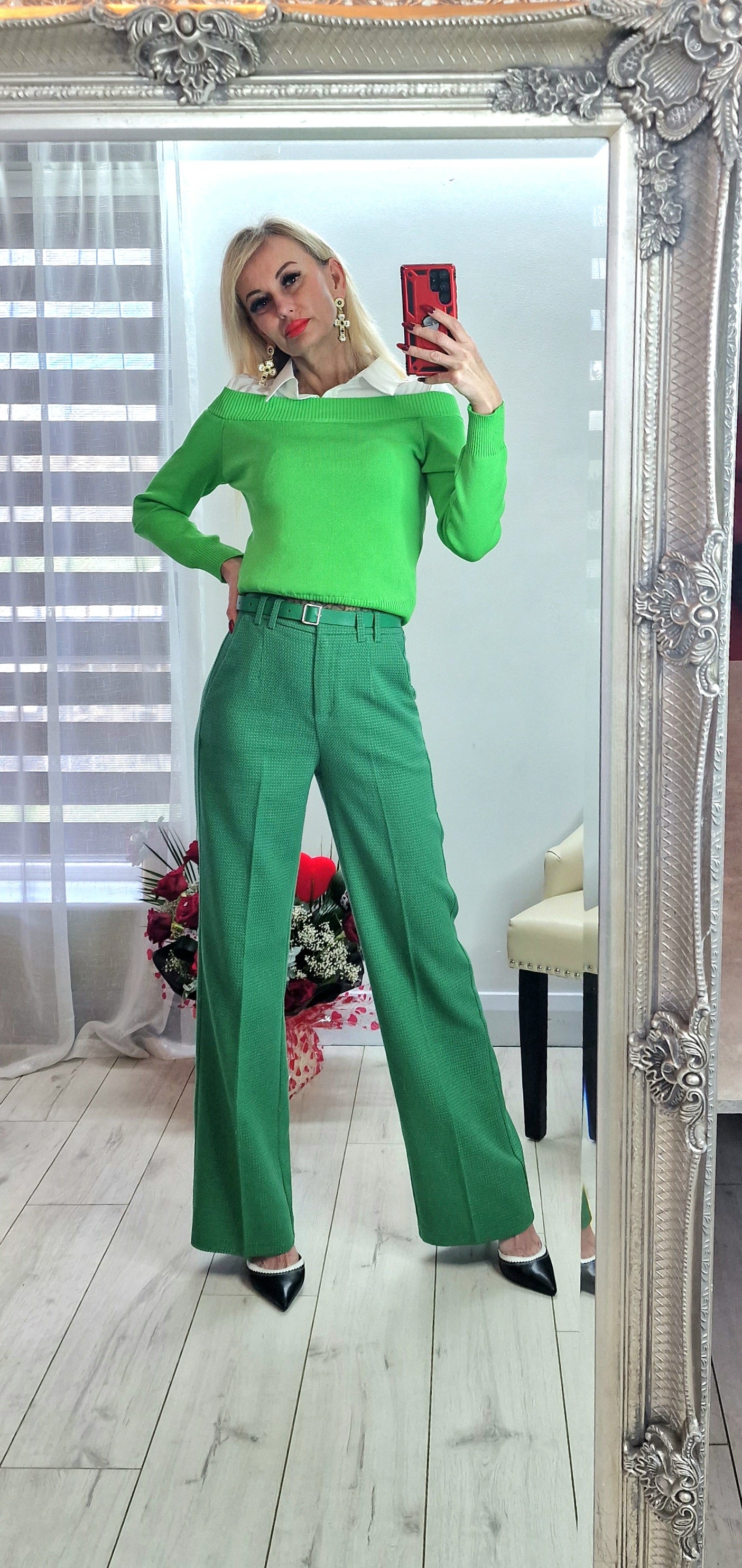 Green Sweater With Shirt