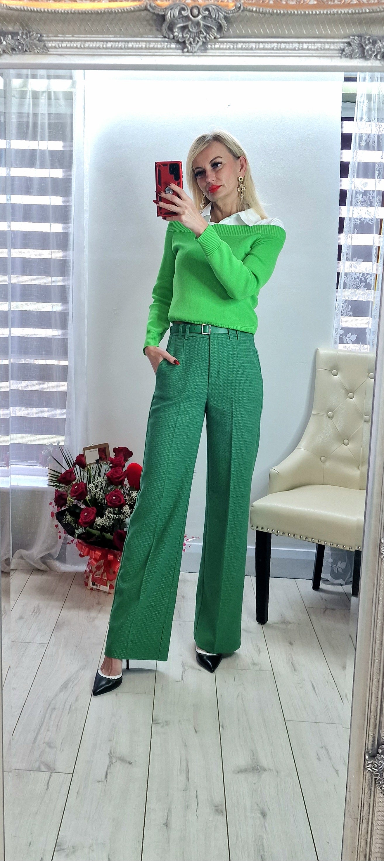 Green Sweater With Shirt
