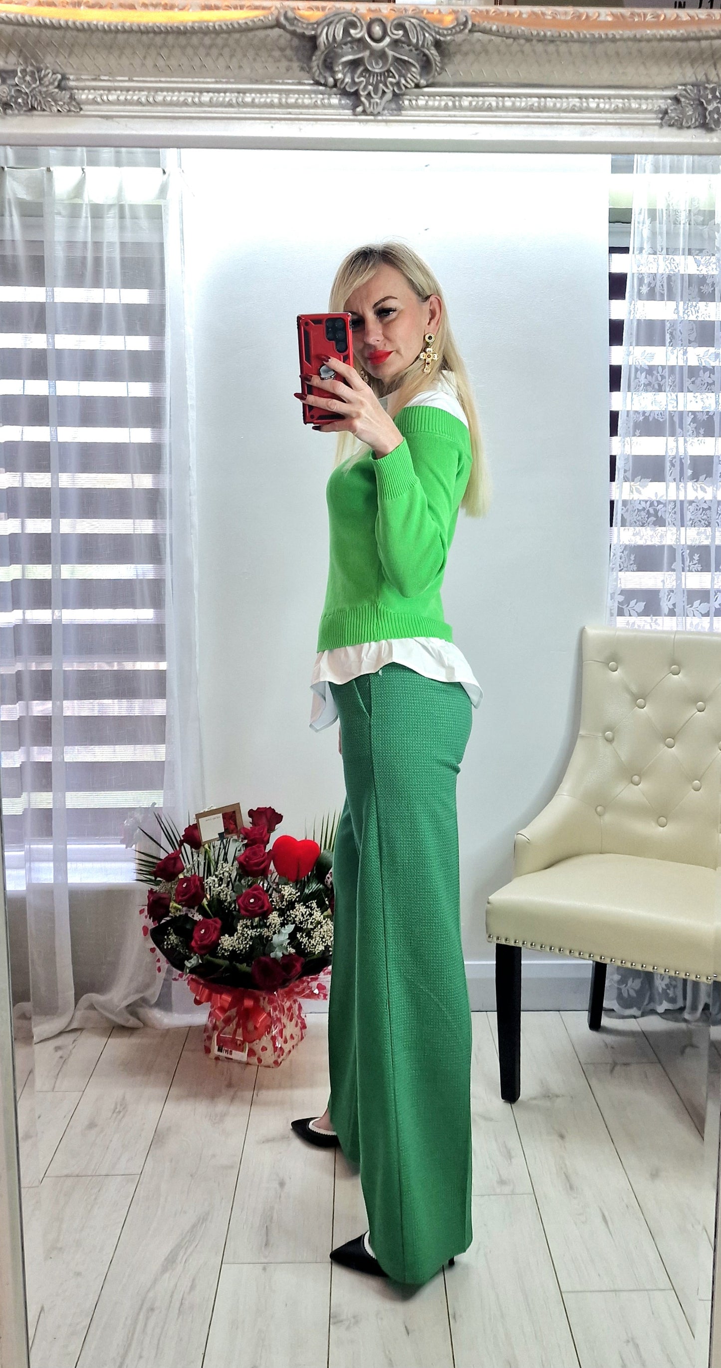 Green Sweater With Shirt