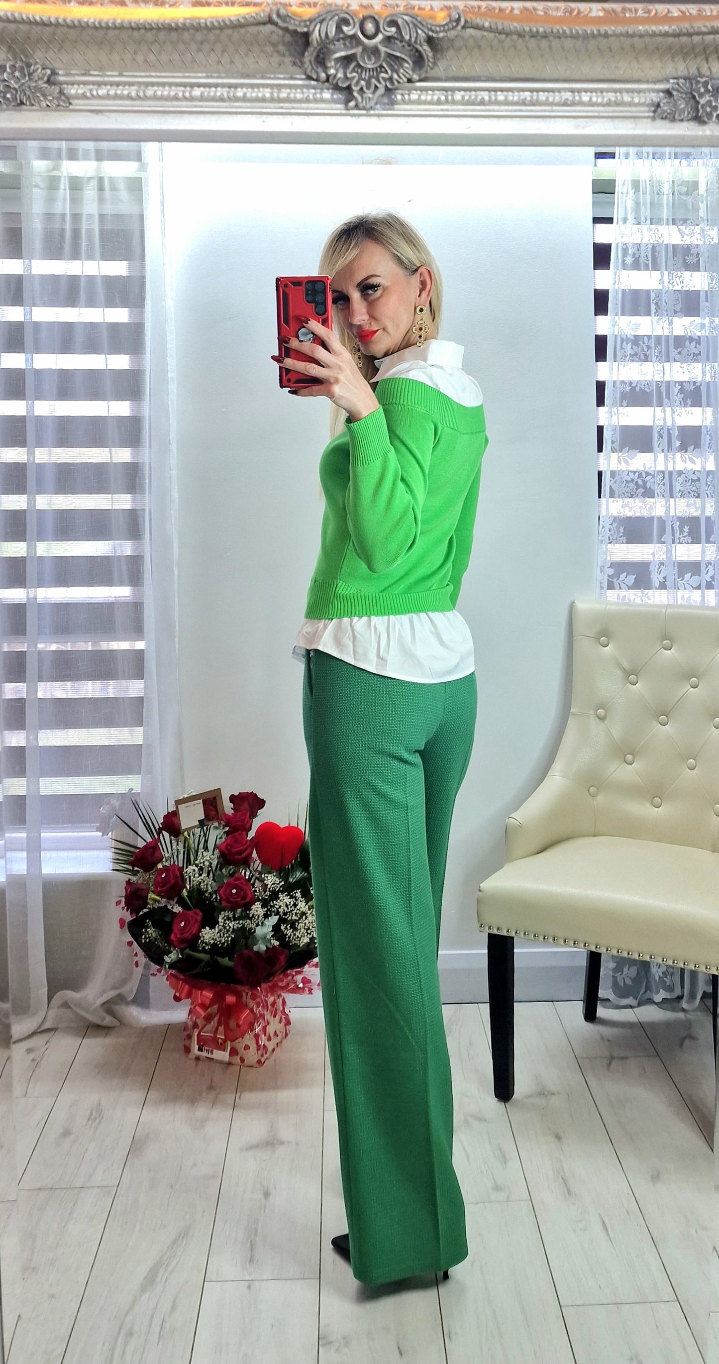 Green Sweater With Shirt