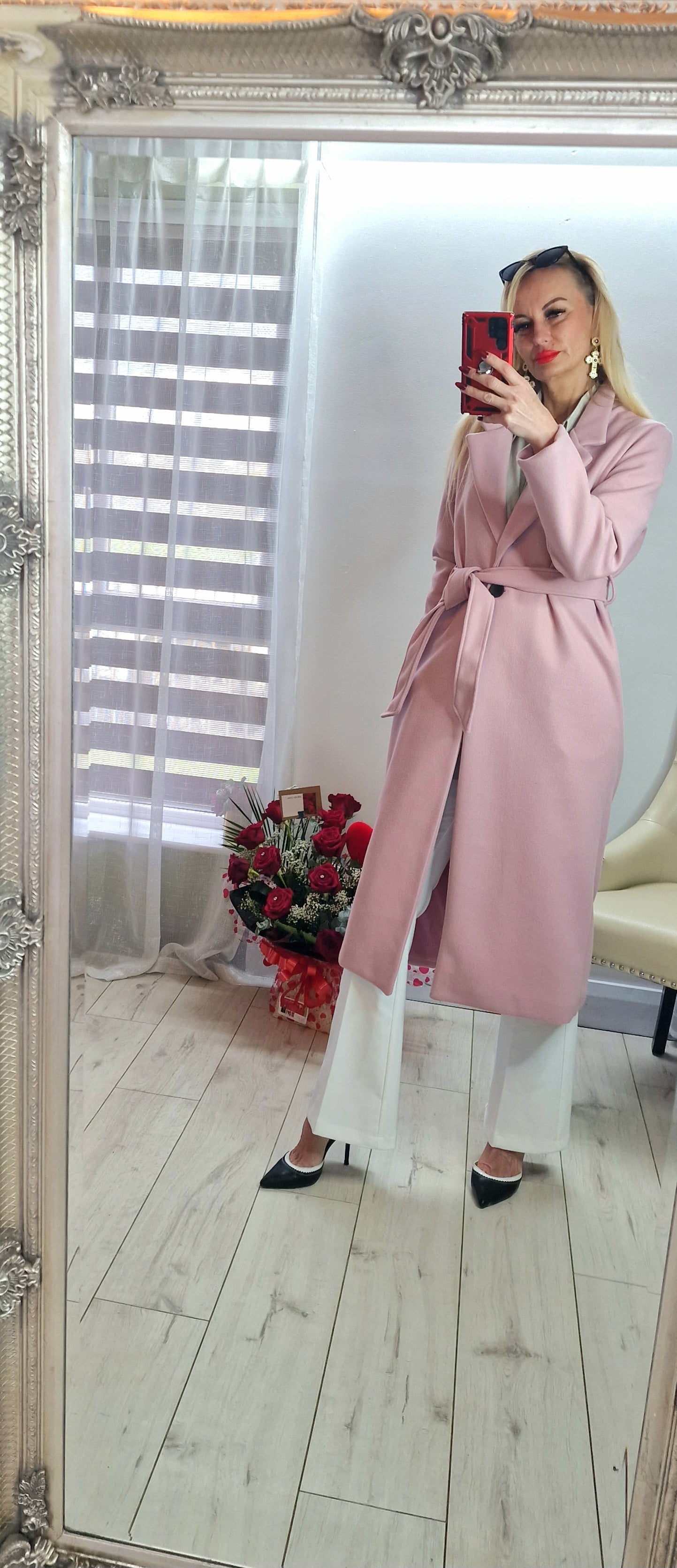 Fleece Belted Baby Pink Coat