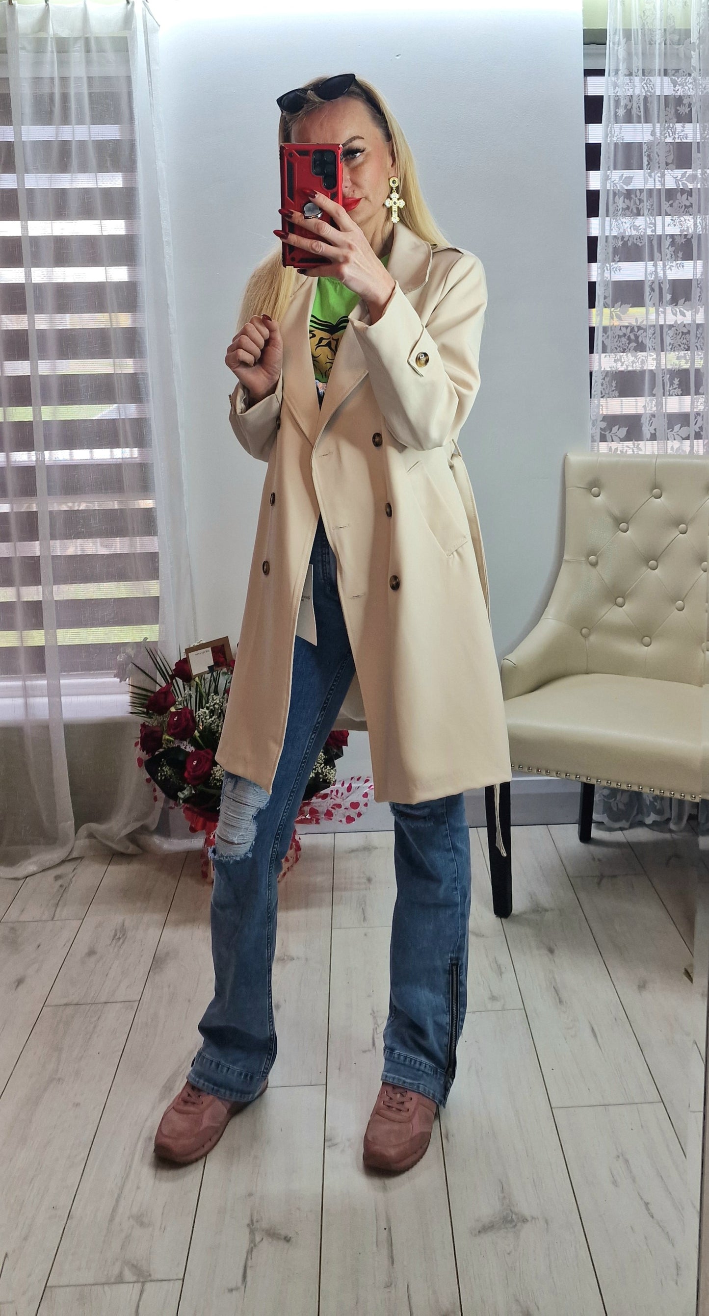 Short Beige Trench