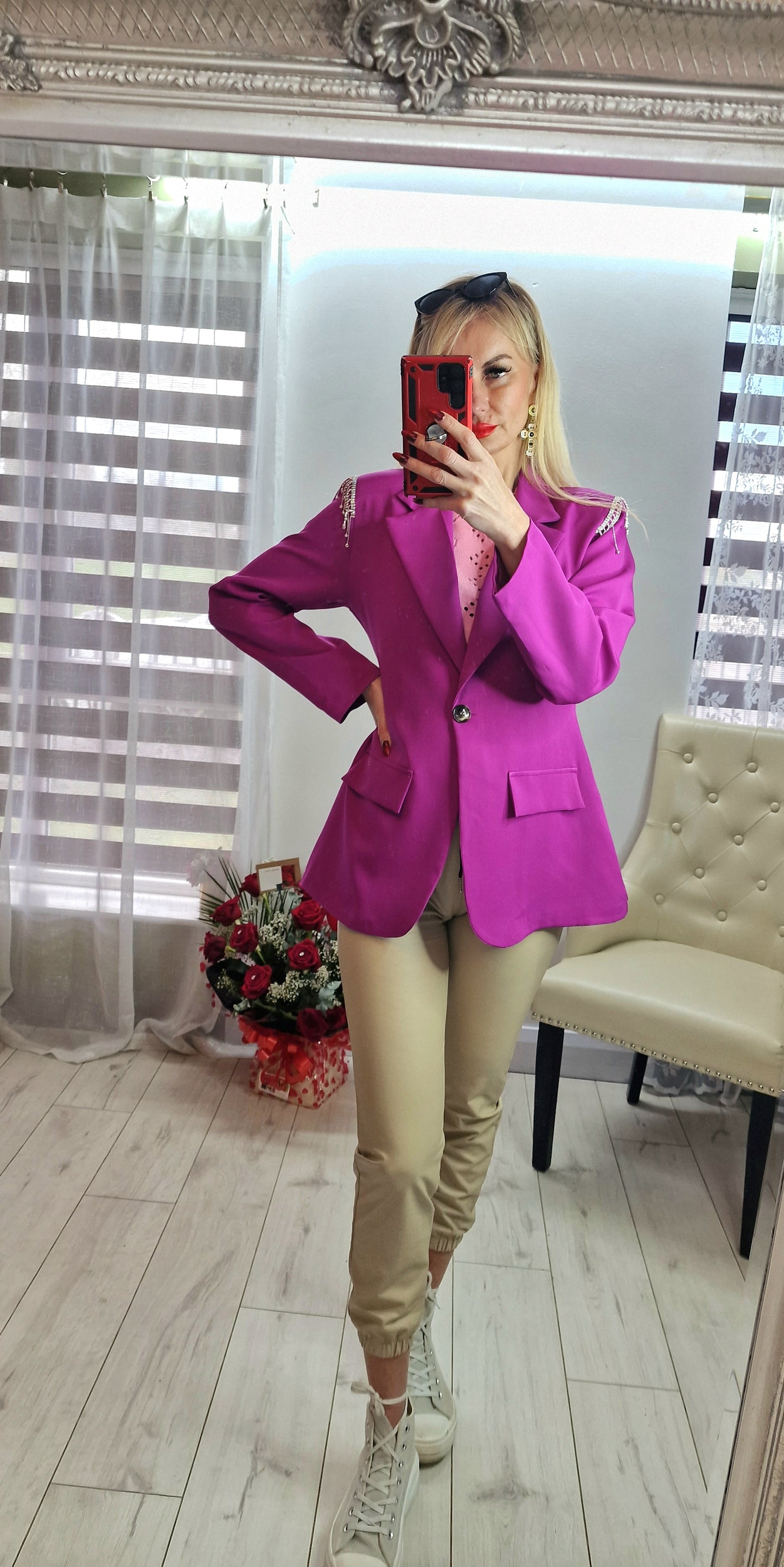 Bright Colour Blazer With Tassels