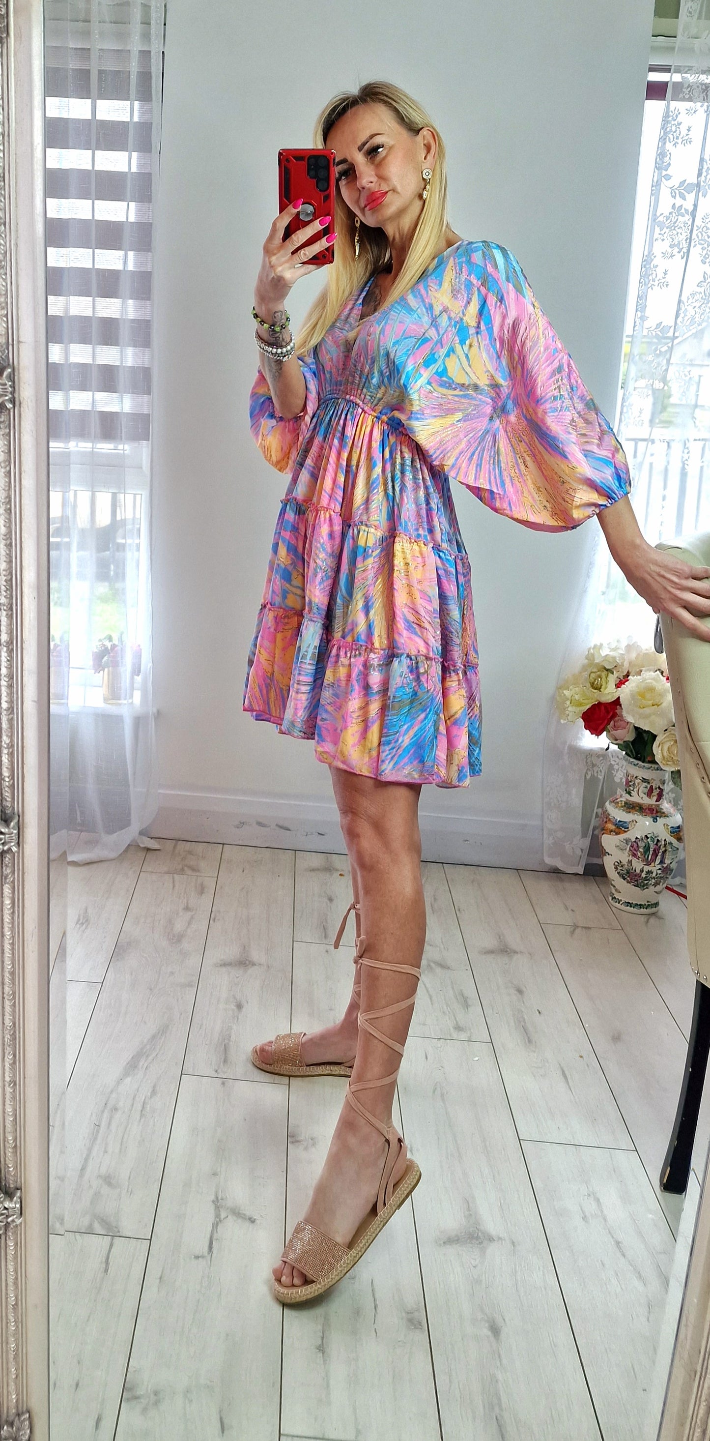Silk High Quality Dress With Gold Spark