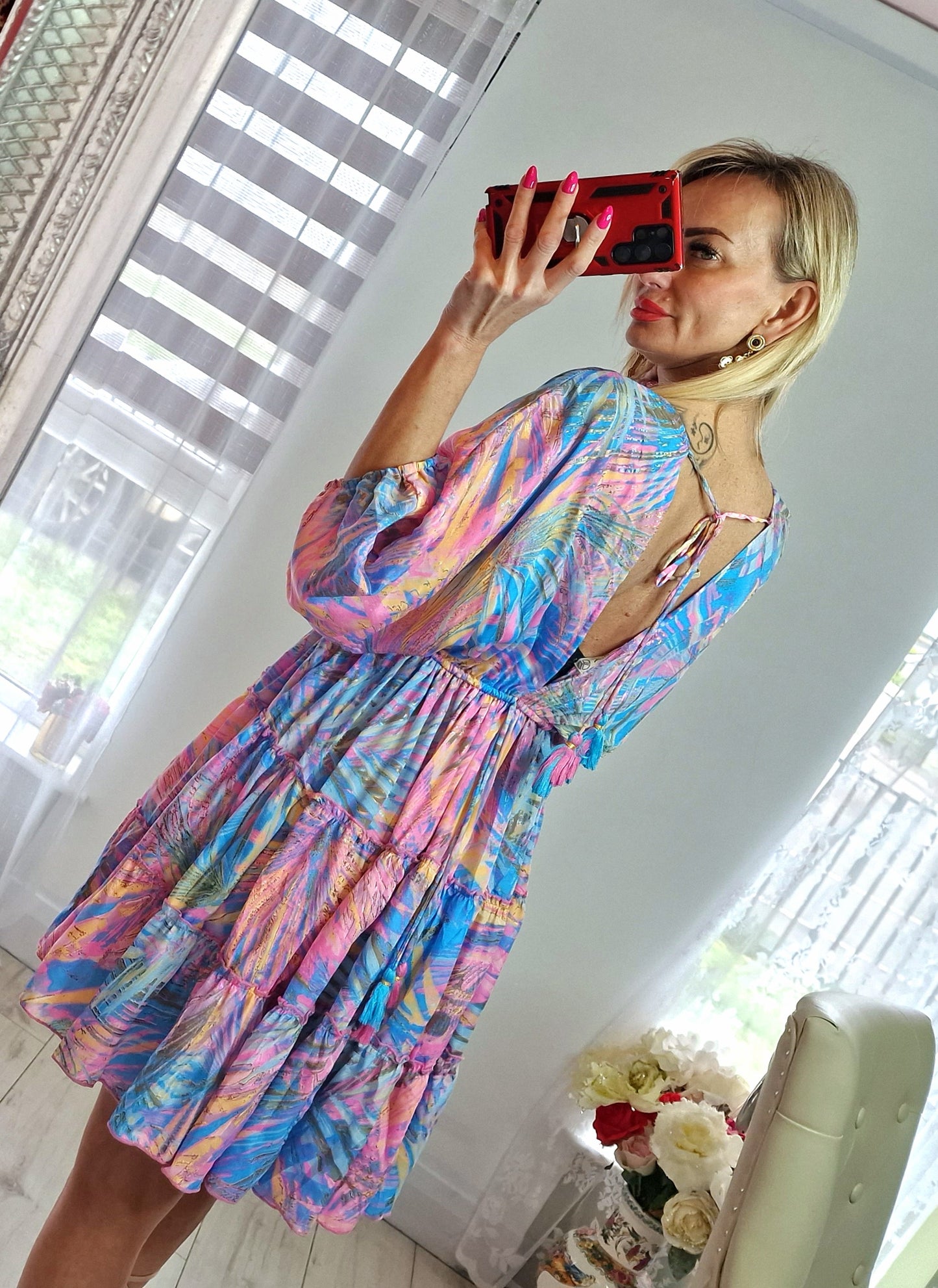 Silk High Quality Dress With Gold Spark