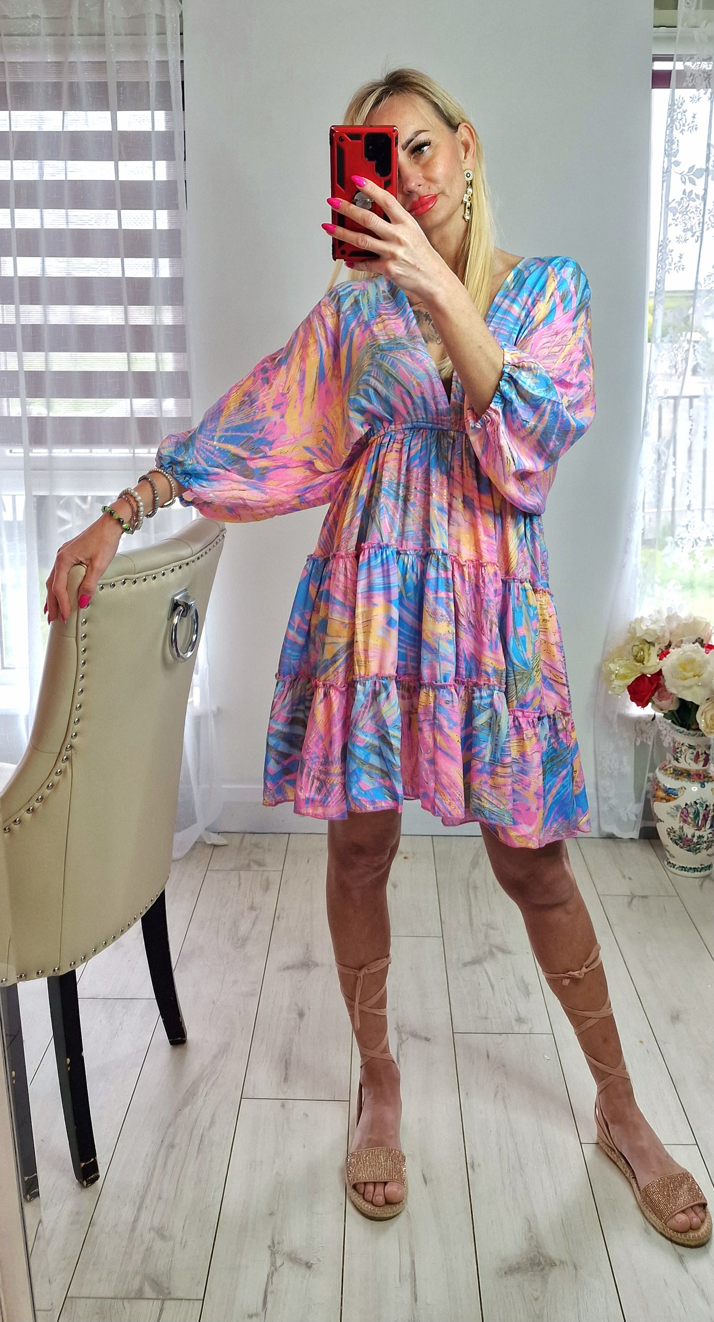 Silk High Quality Dress With Gold Spark