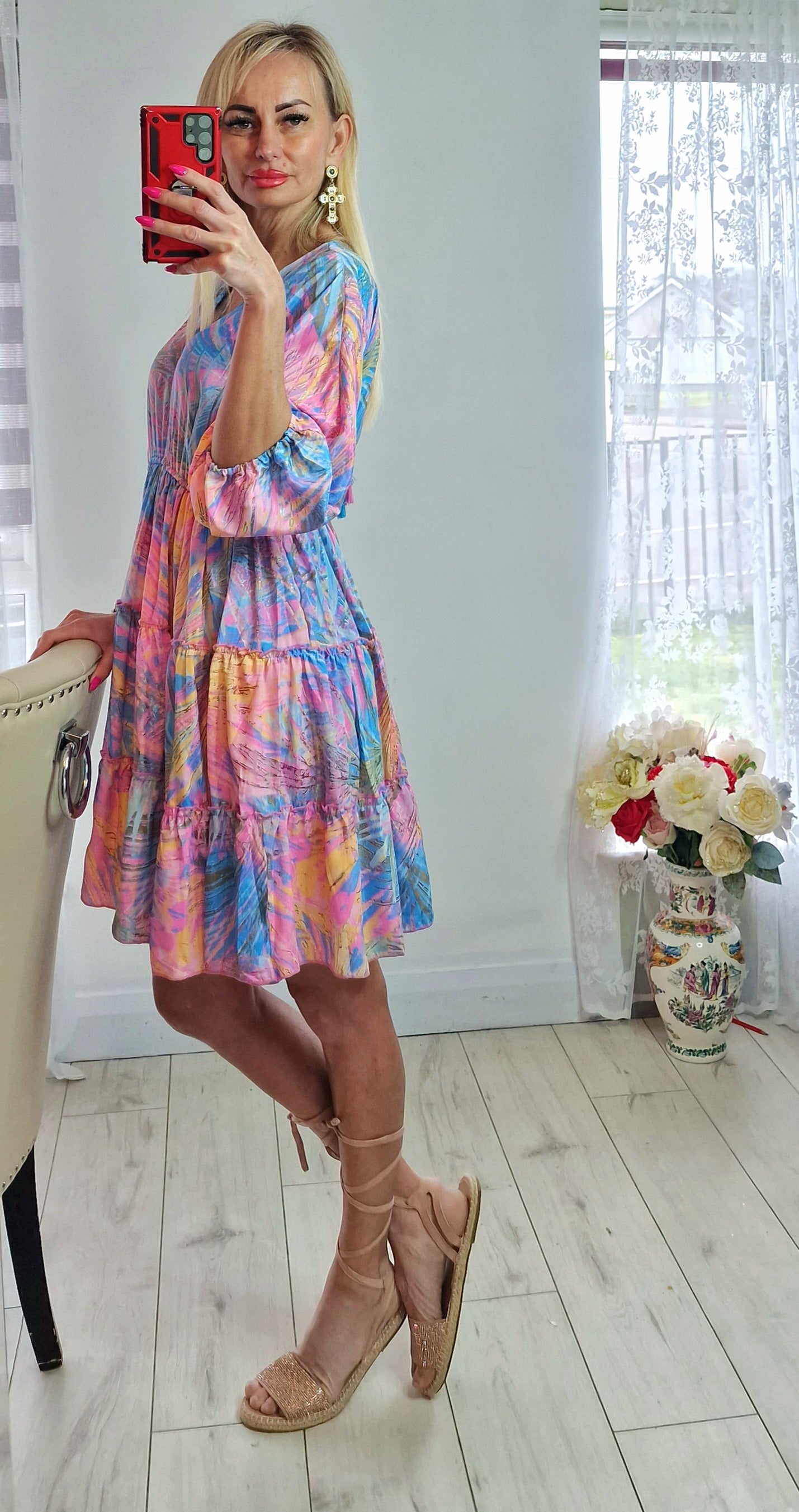 Silk High Quality Dress With Gold Spark