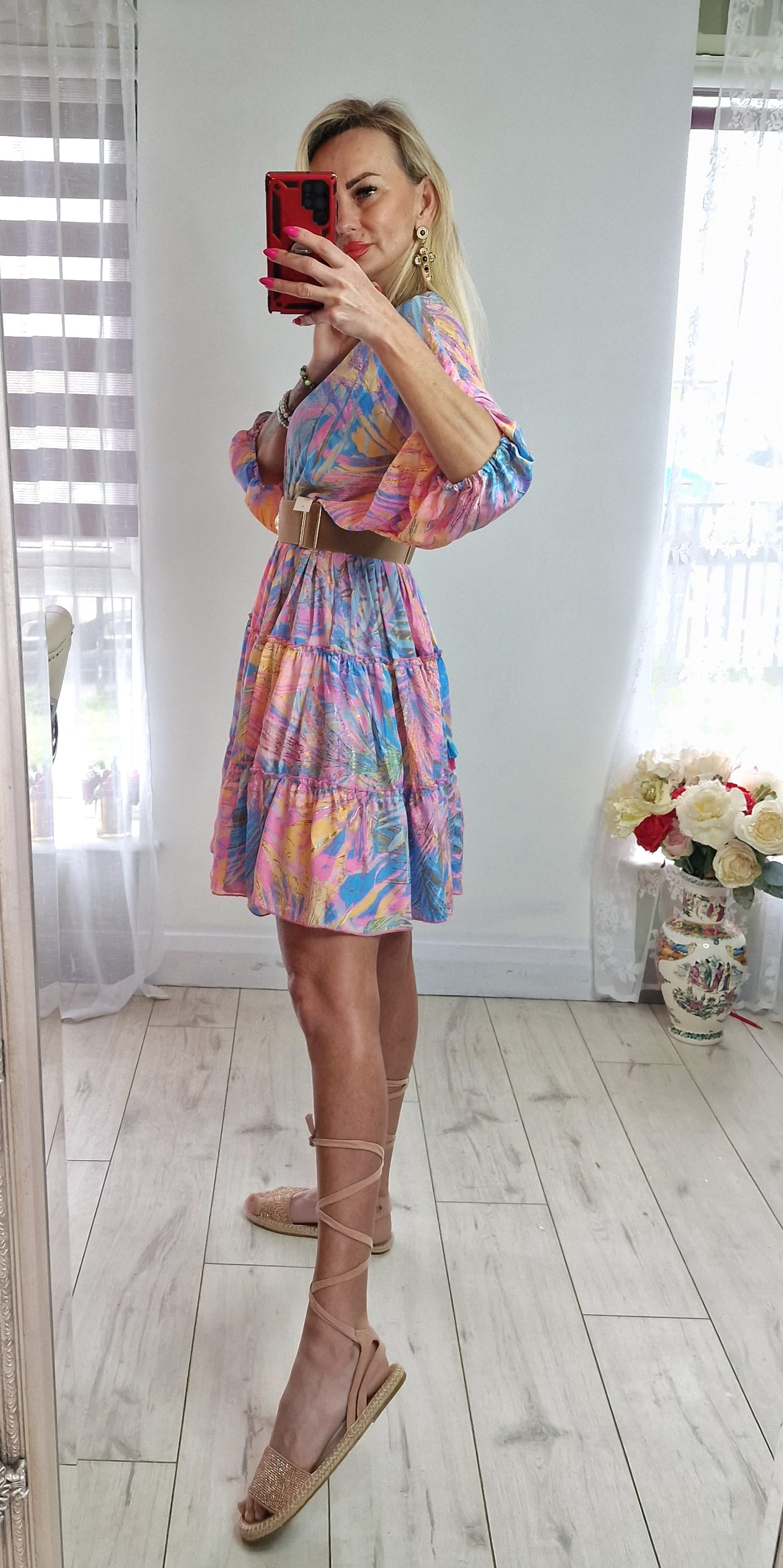 Silk High Quality Dress With Gold Spark