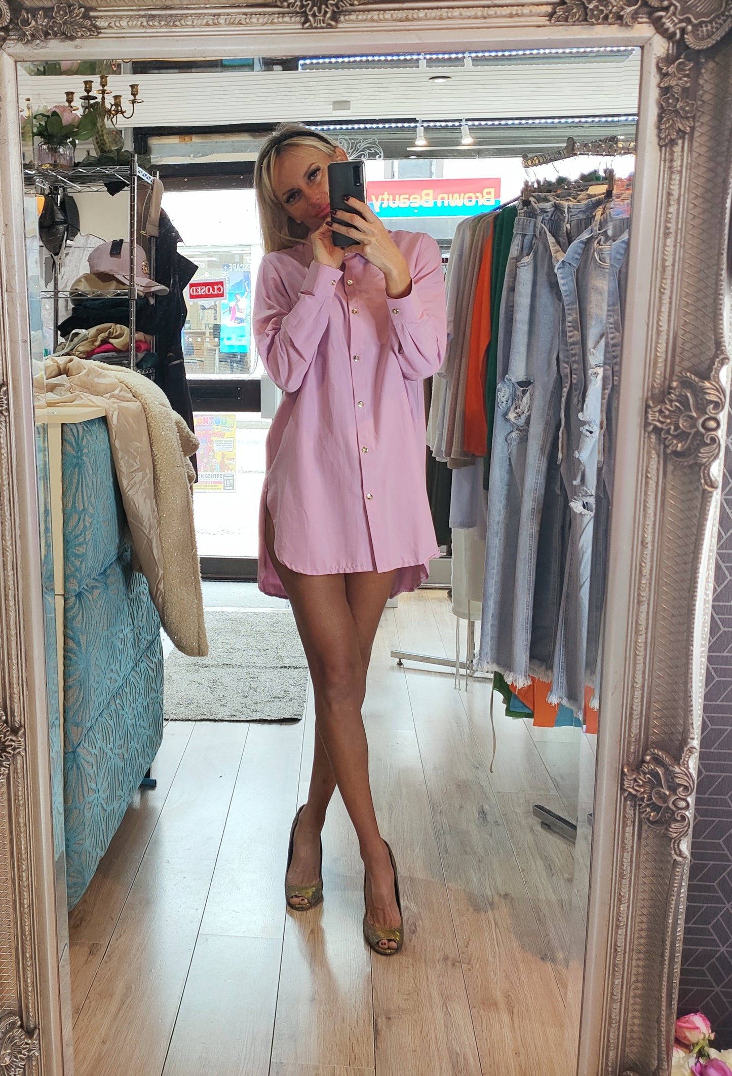 Shirt With M on Collar- Pink and Yellow