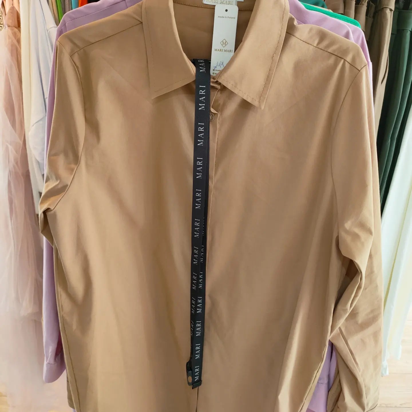 Long Shirt With Belt- Brown, Khaki