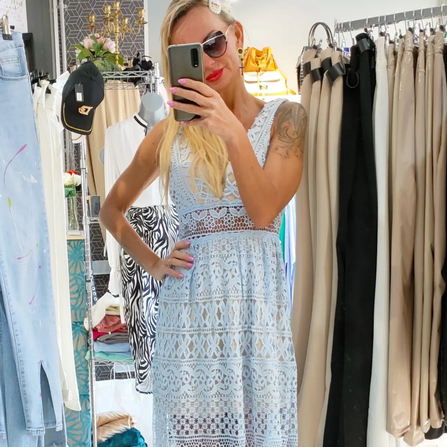 Blue Lace Long Dress