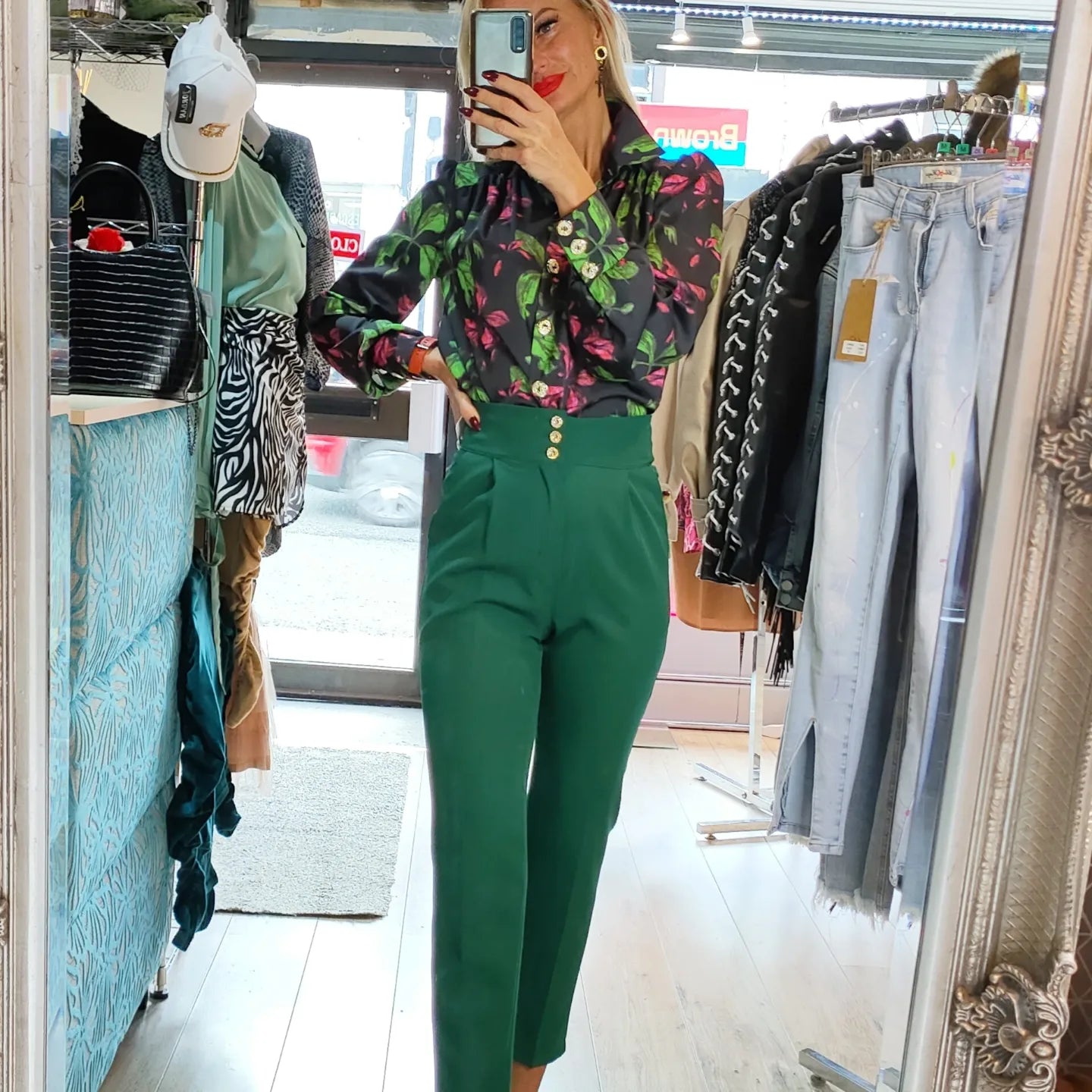 Classic Trousers From Italy - Green , Black