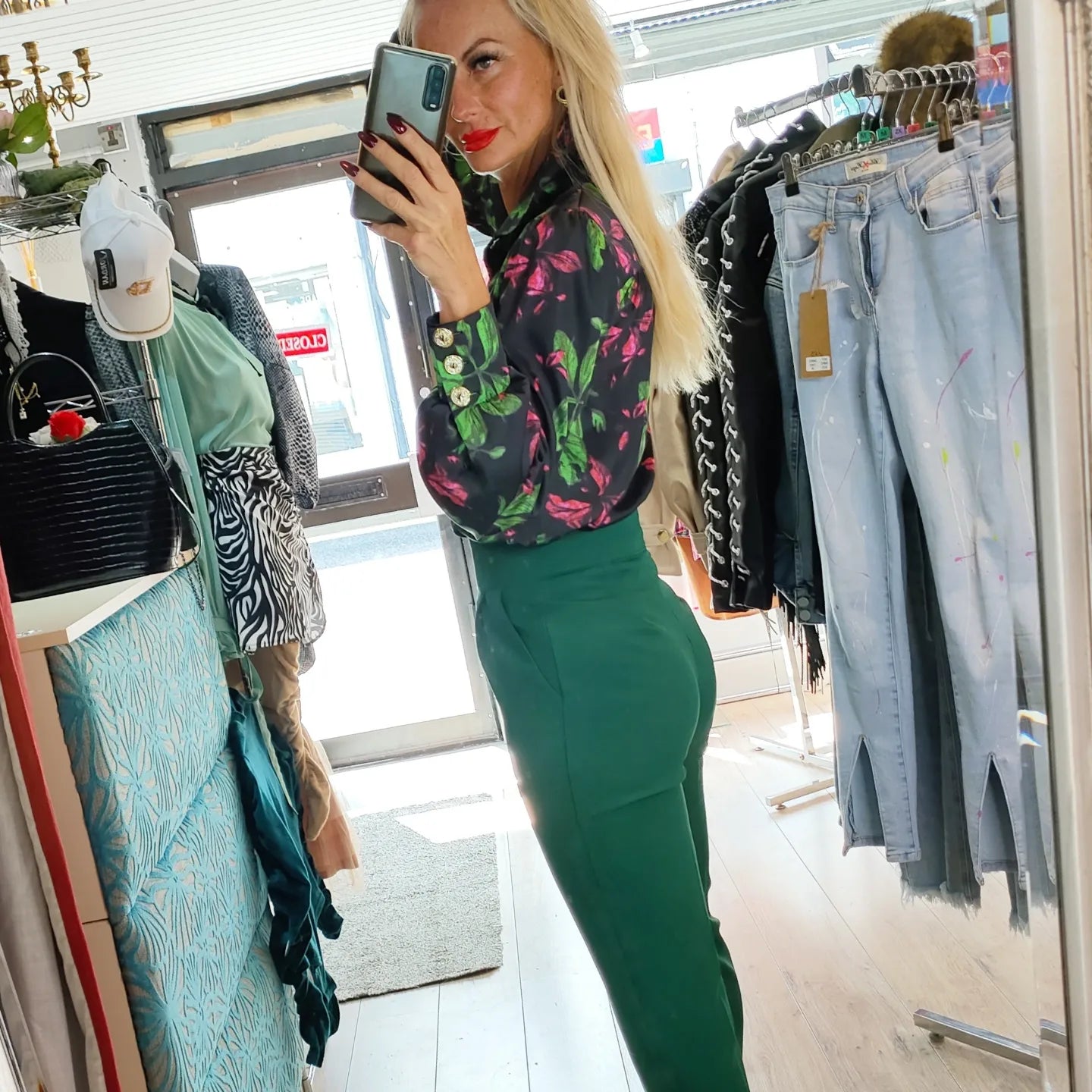 Classic Trousers From Italy - Green , Black