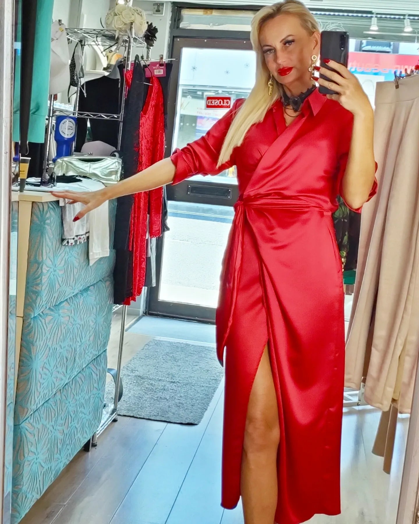 Satin Wrap Dress
