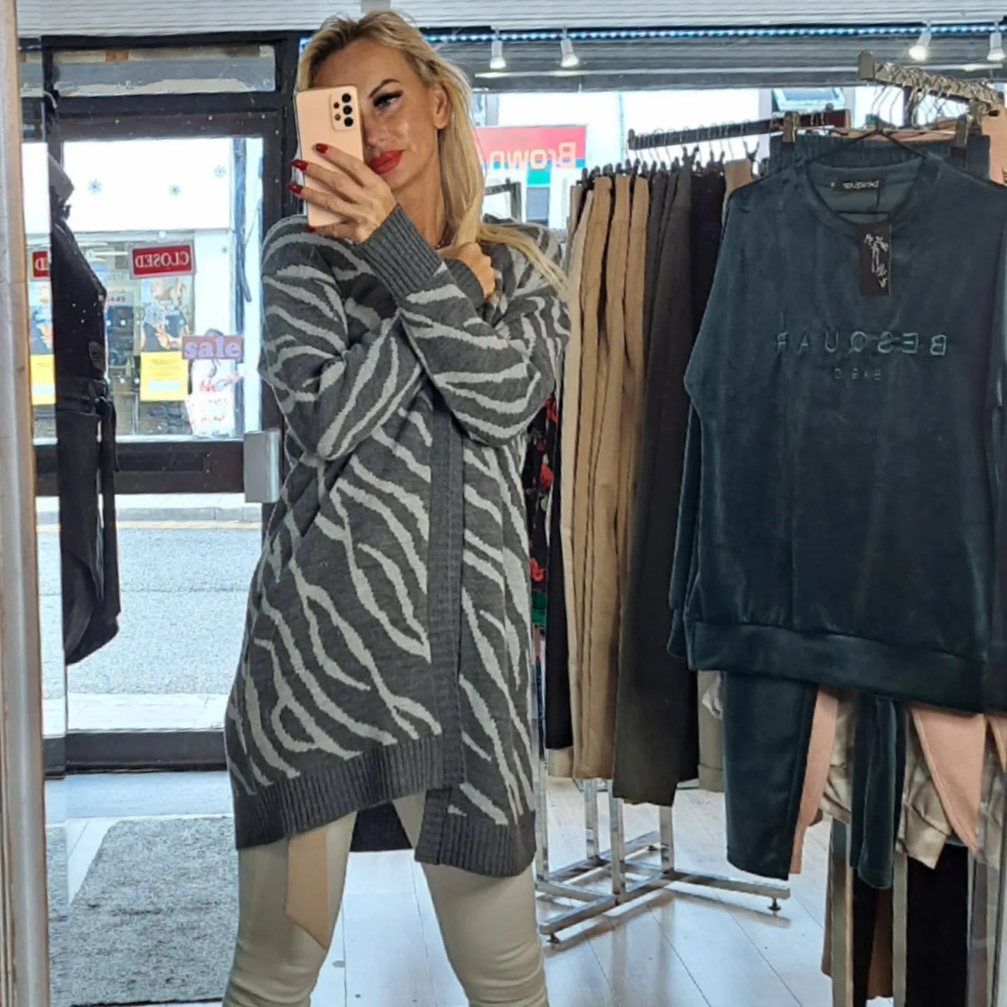Zebra Print Open Front Longline Cardigan in 3 Colours