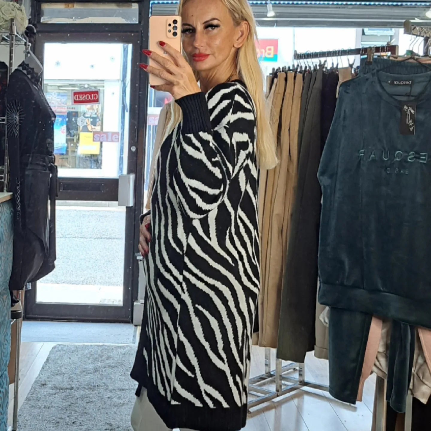Zebra Print Open Front Longline Cardigan in 3 Colours