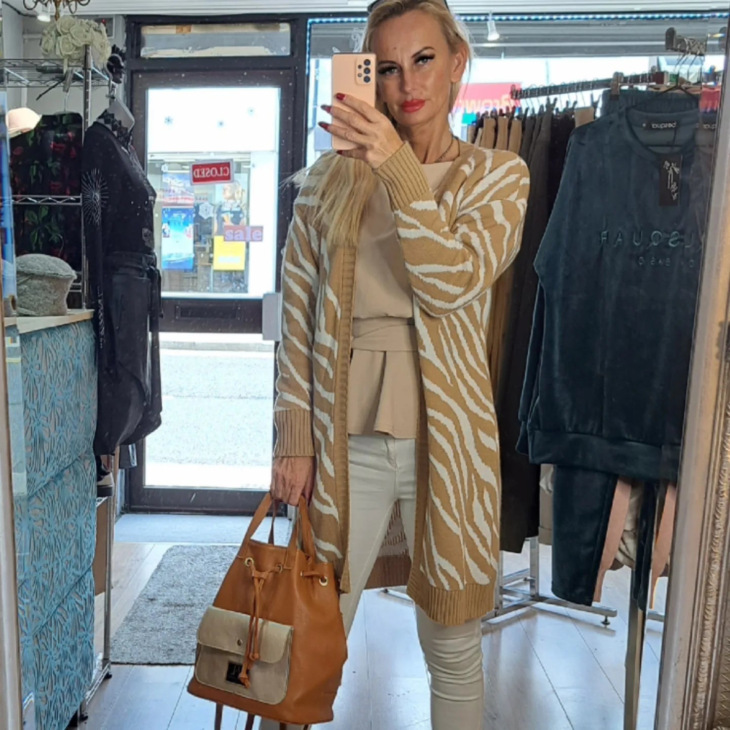 Zebra Print Open Front Longline Cardigan in 3 Colours