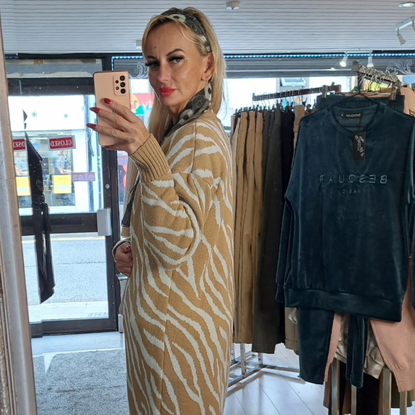 Zebra Print Open Front Longline Cardigan in 3 Colours