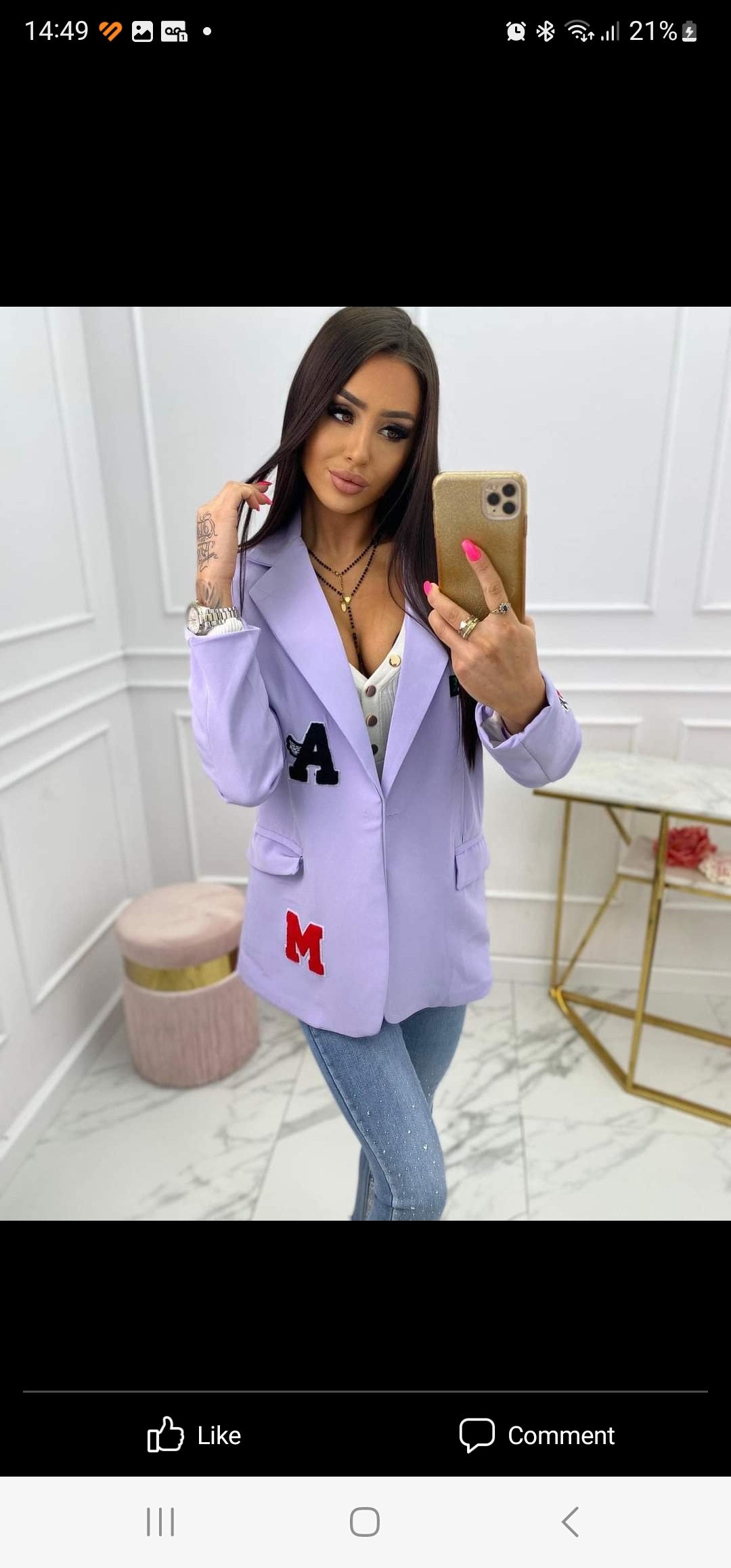 Lilac Blazer With Letters