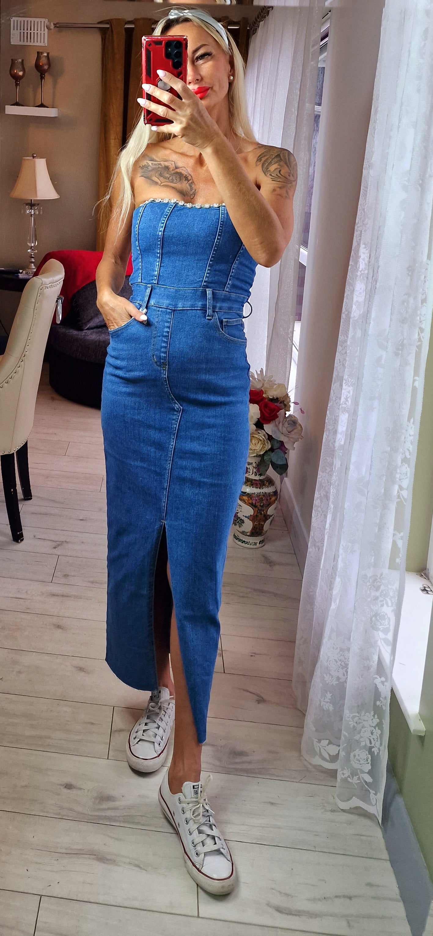 Denim Dress With High Quality Finished