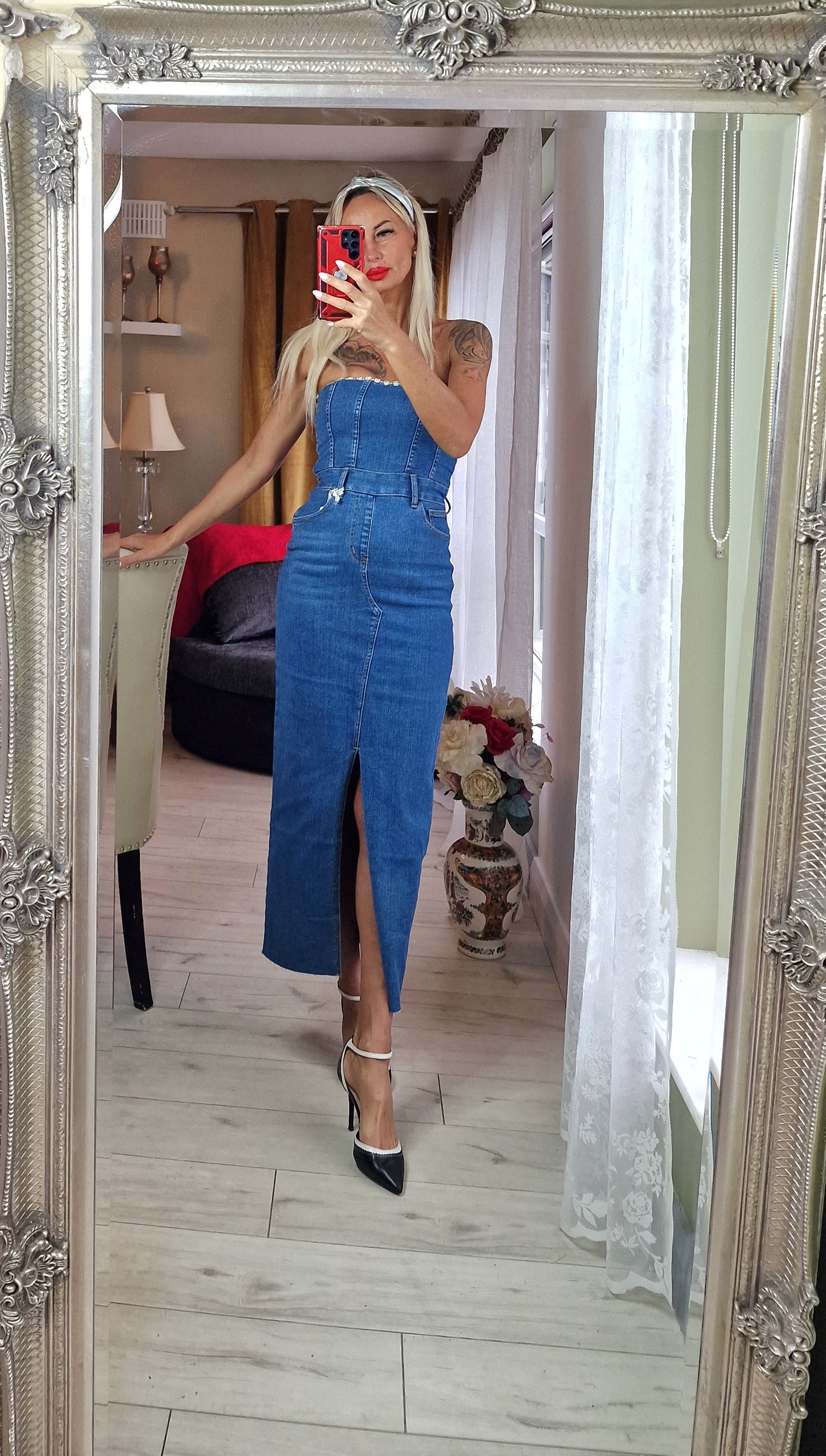 Denim Dress With High Quality Finished