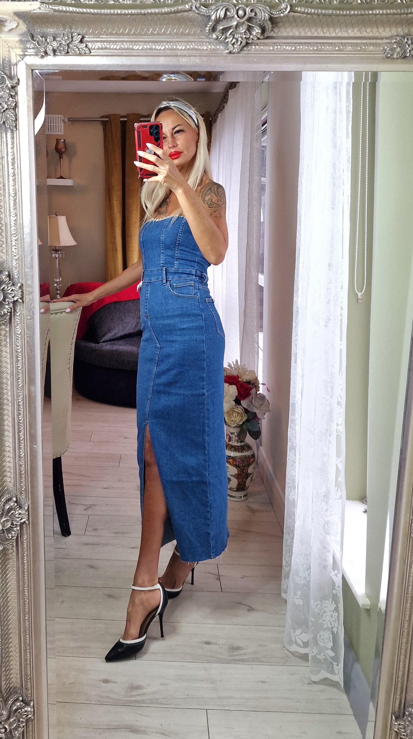 Denim Dress With High Quality Finished