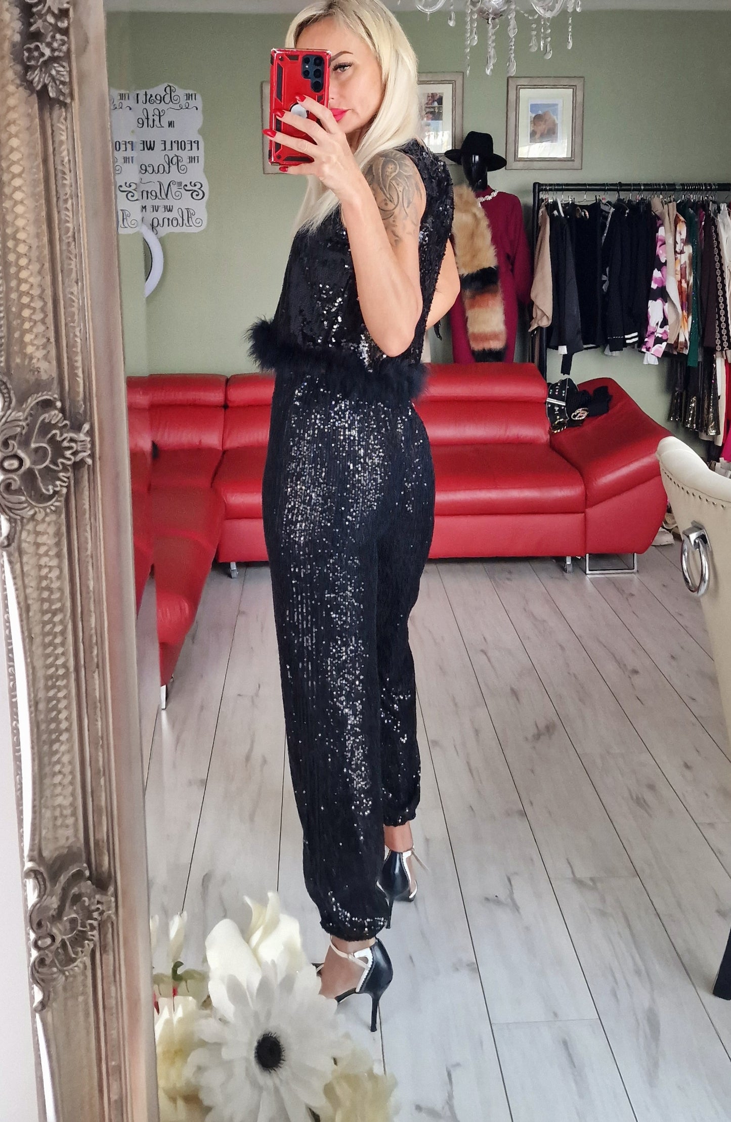 Black Sequin Trousers