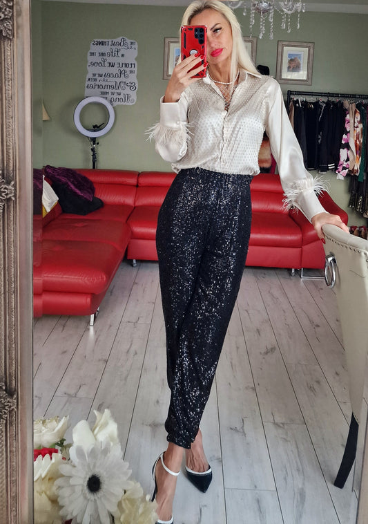 Black Sequin Trousers