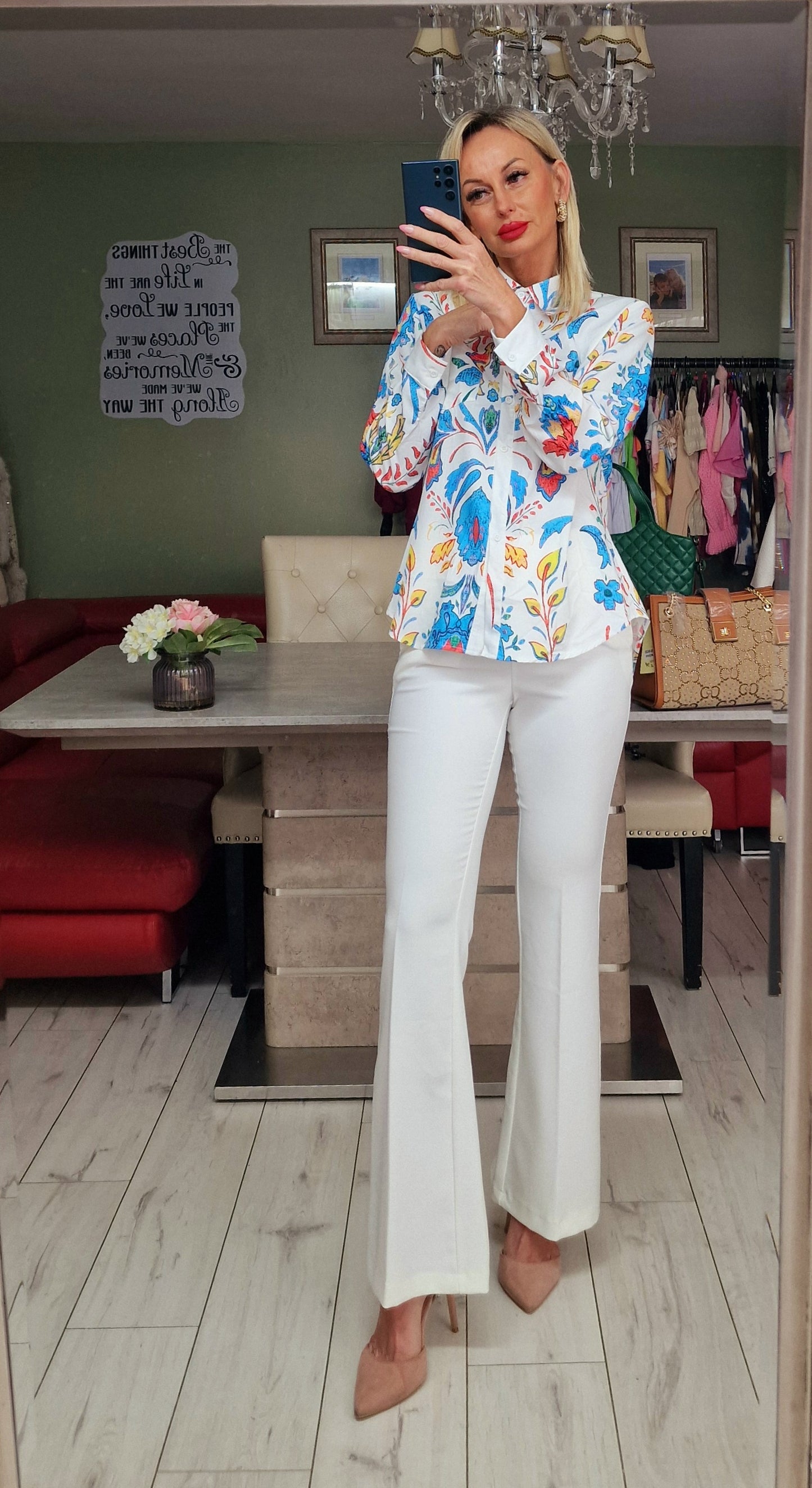 White Flared Elegant Trousers