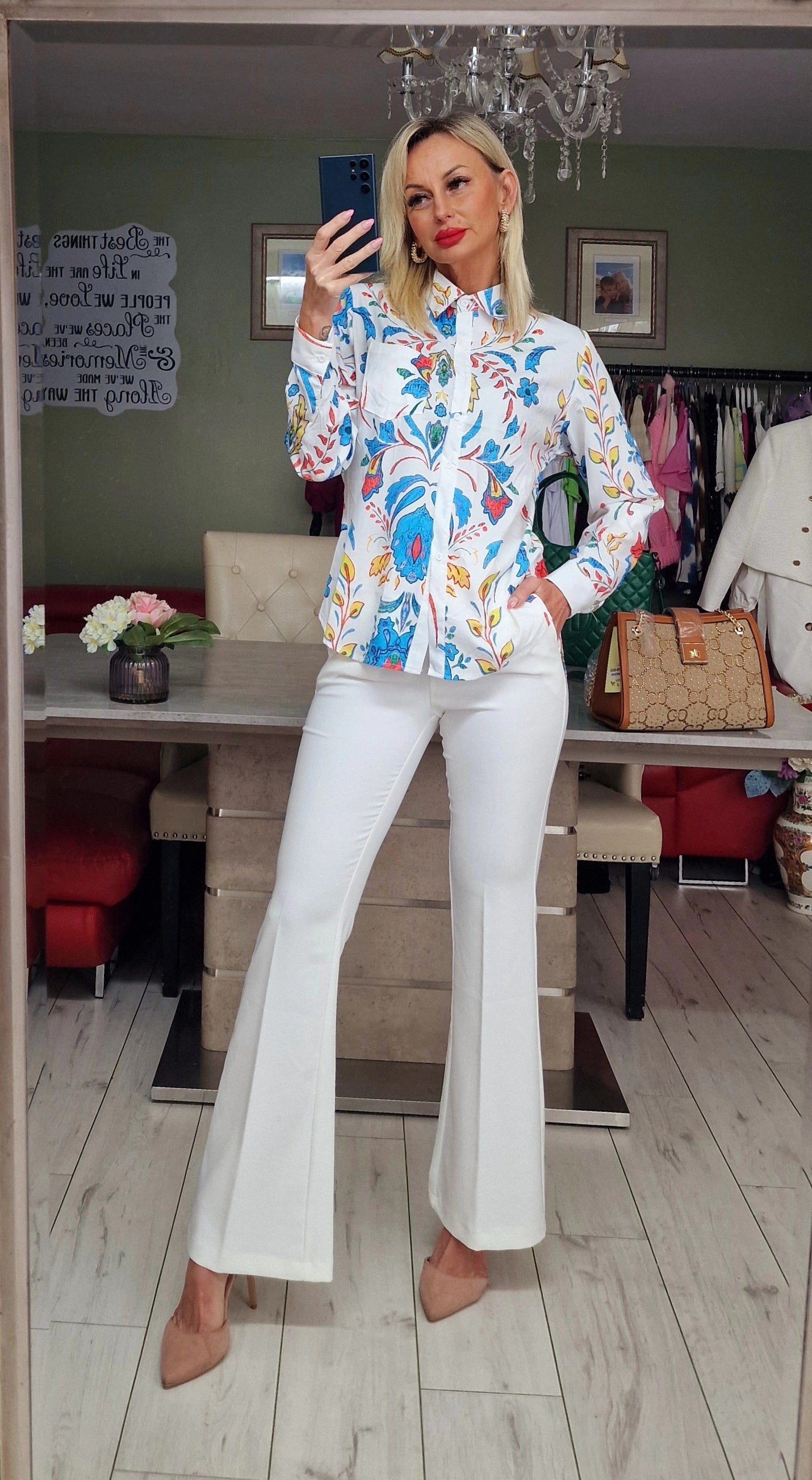 White Flared Elegant Trousers