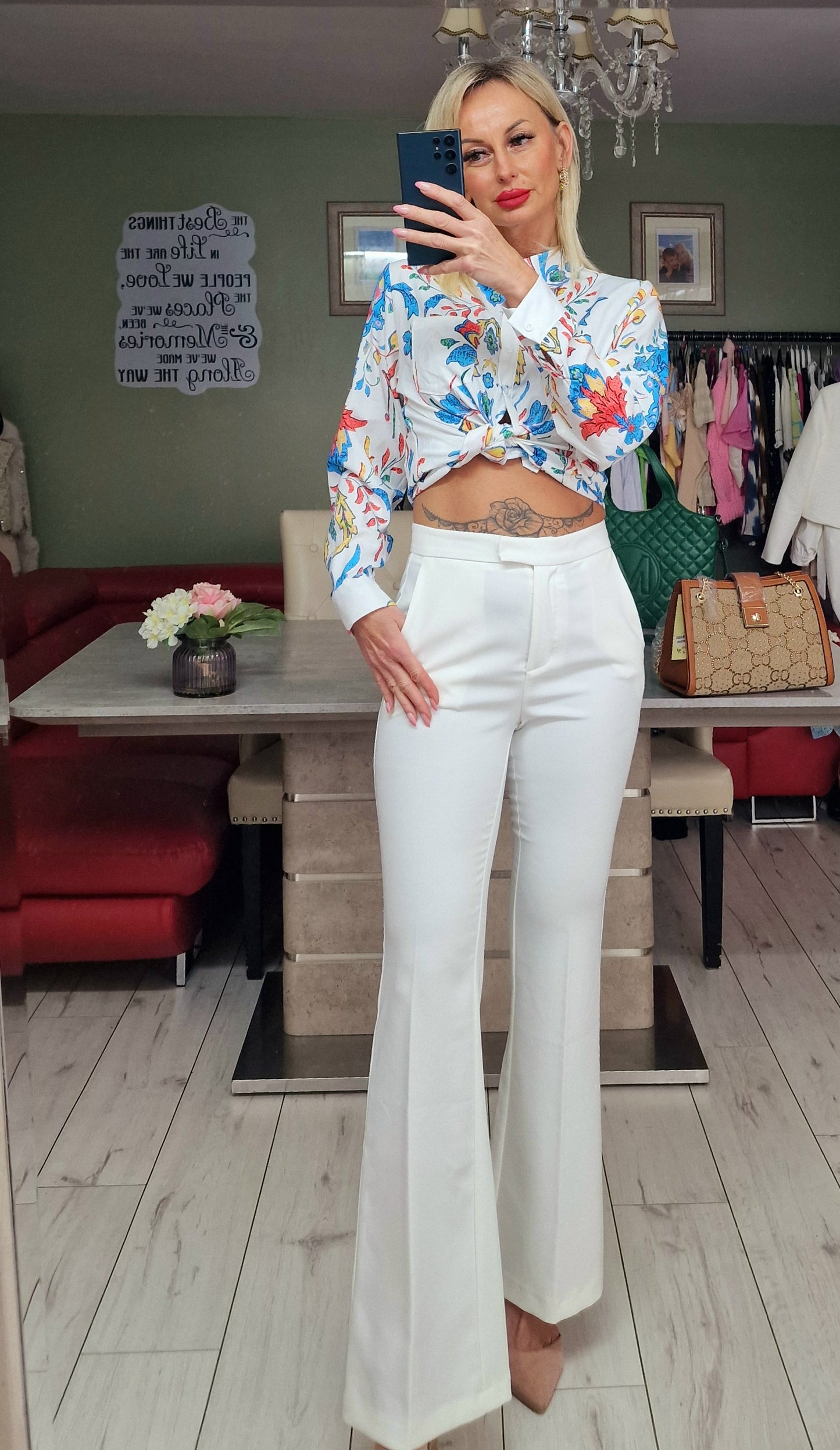 White Flared Elegant Trousers