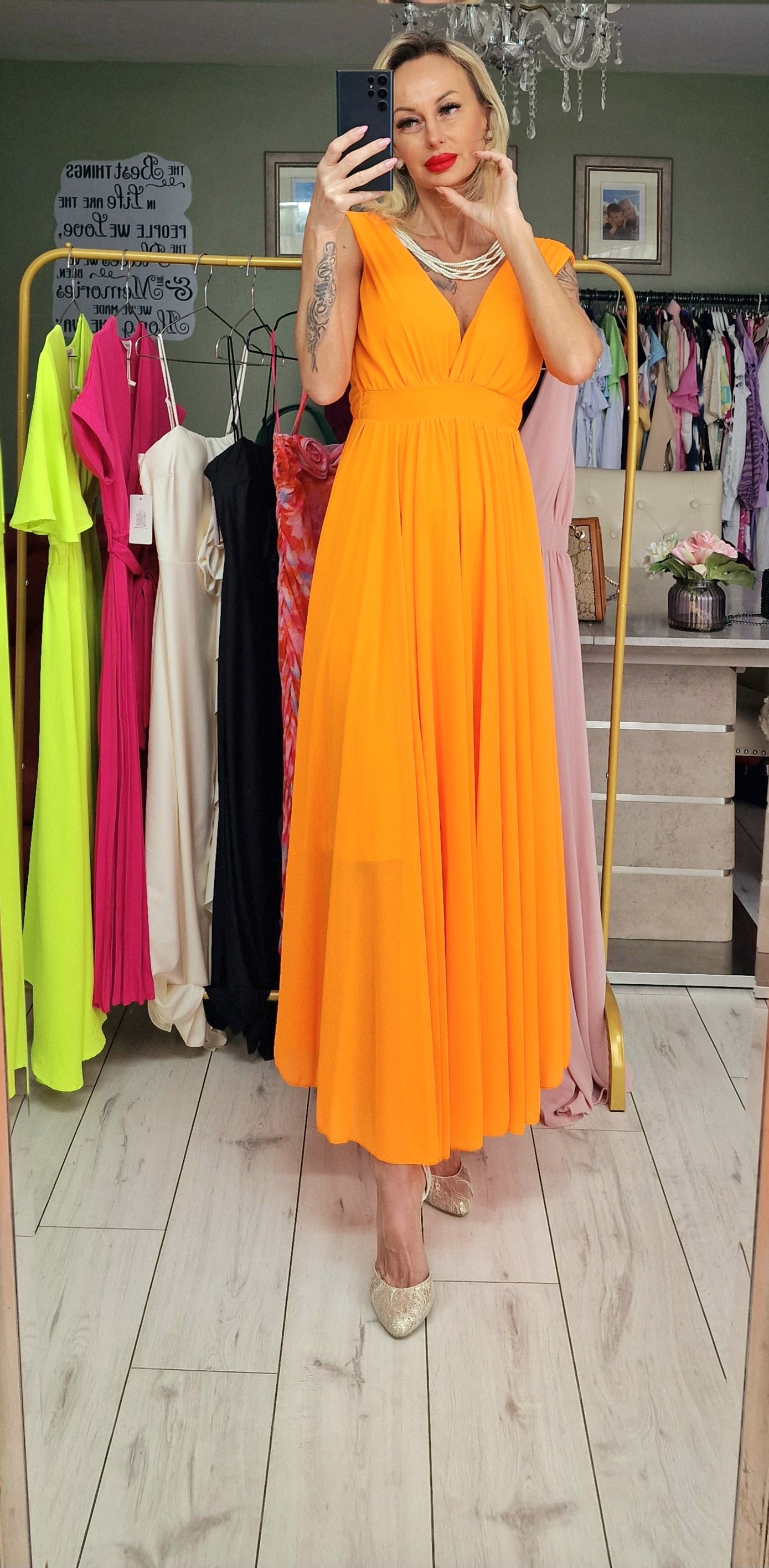 Orange Long Occasion Dress