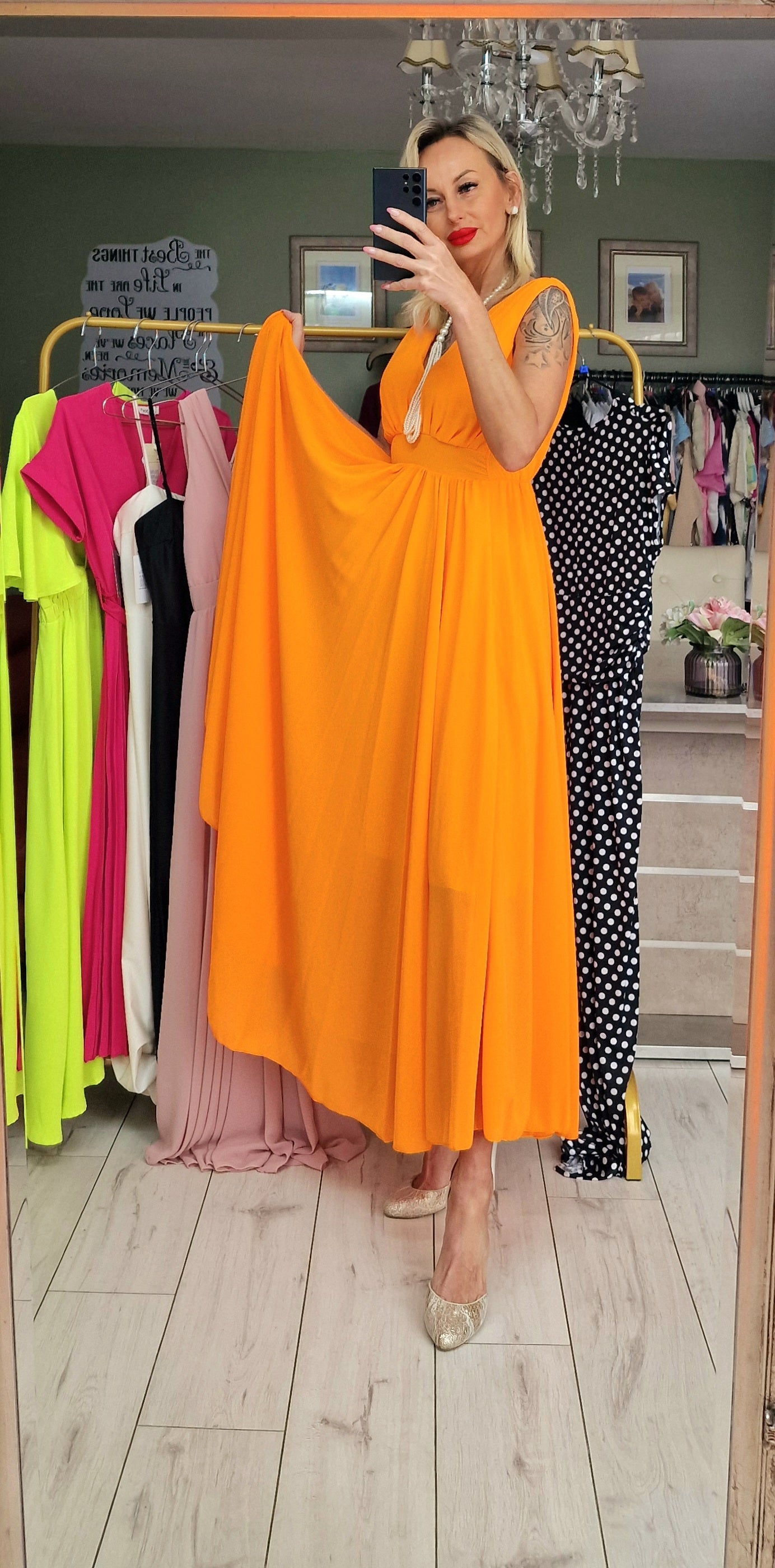 Orange Long Occasion Dress