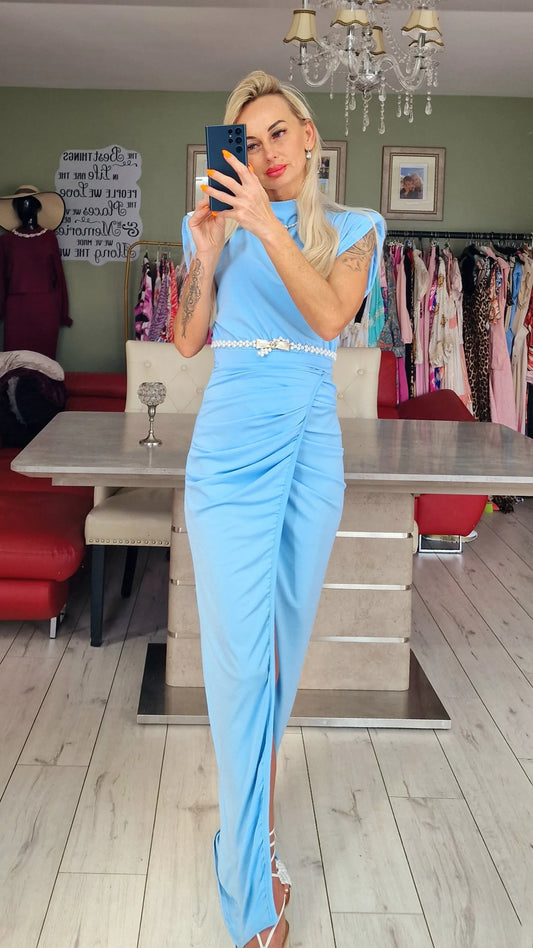 Baby Blue Long Dress With Ling Split